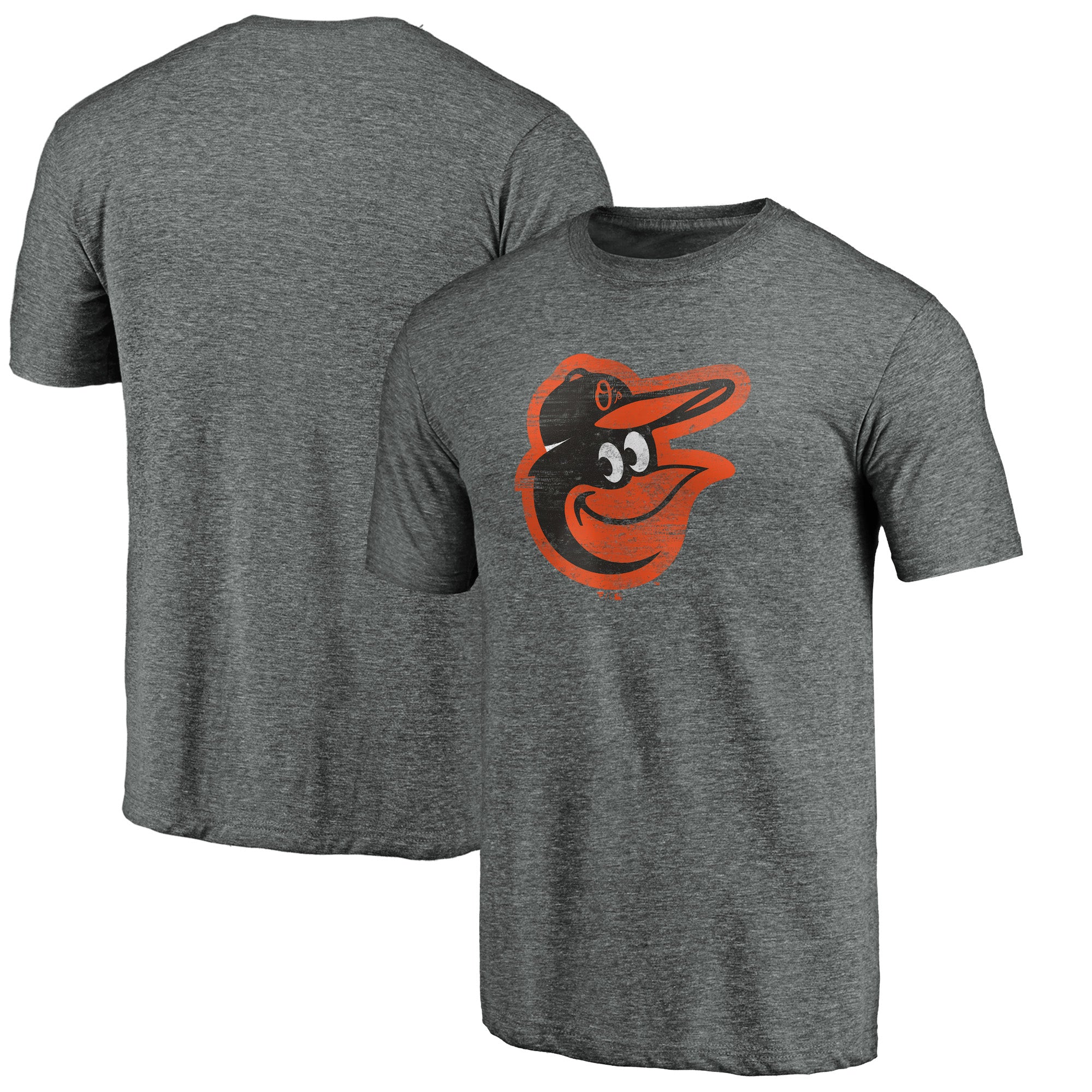 Men's Heather Gray Baltimore Orioles Weathered Official Logo Tri-Blend T-Shirt