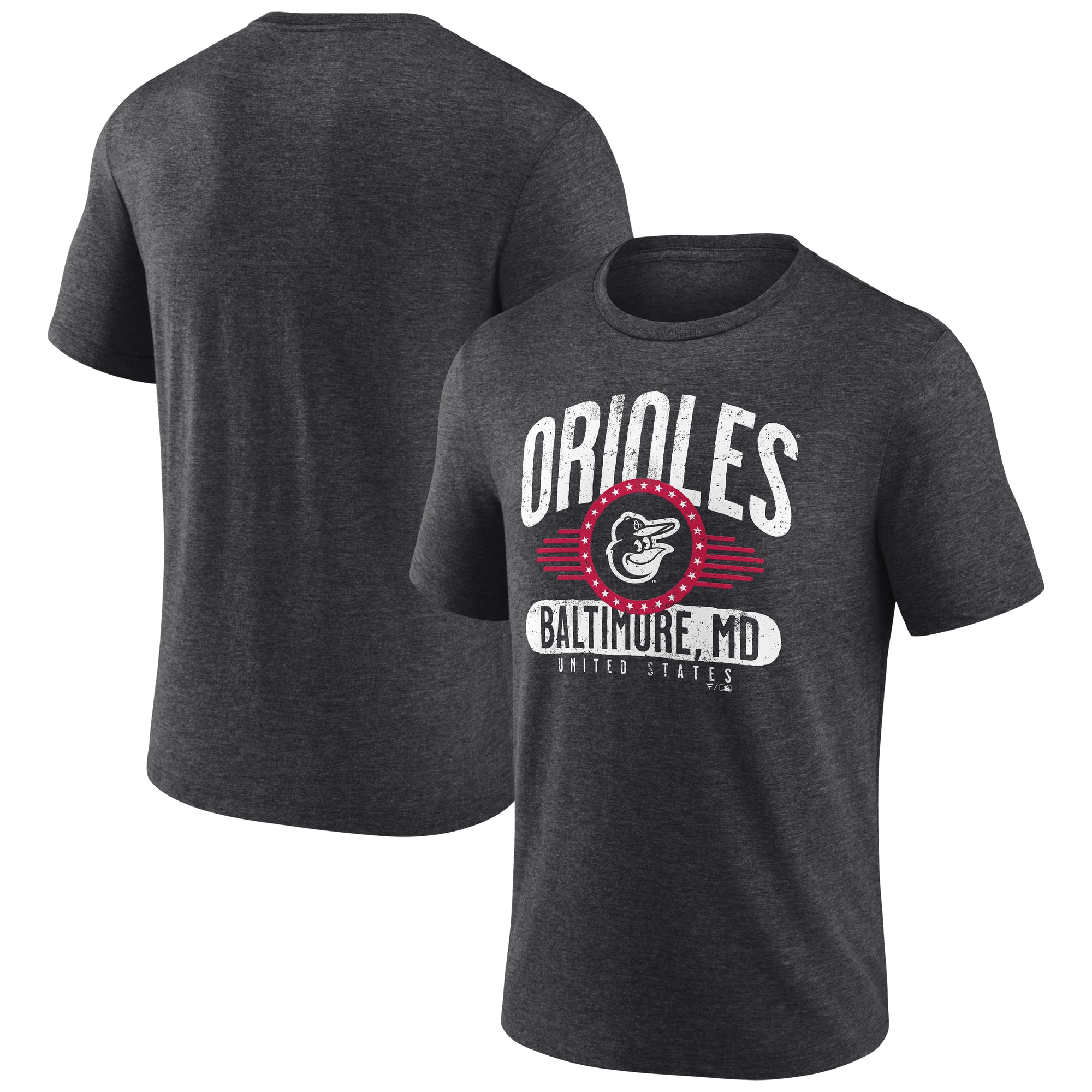 Men's Charcoal Baltimore Orioles Badge of Honor Tri-Blend T-Shirt
