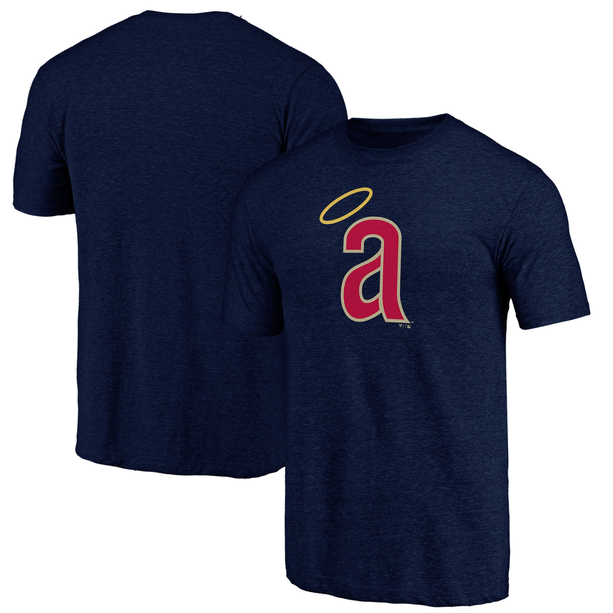Men's Navy California Angels Cooperstown Official Logo Tri-Blend T-Shirt