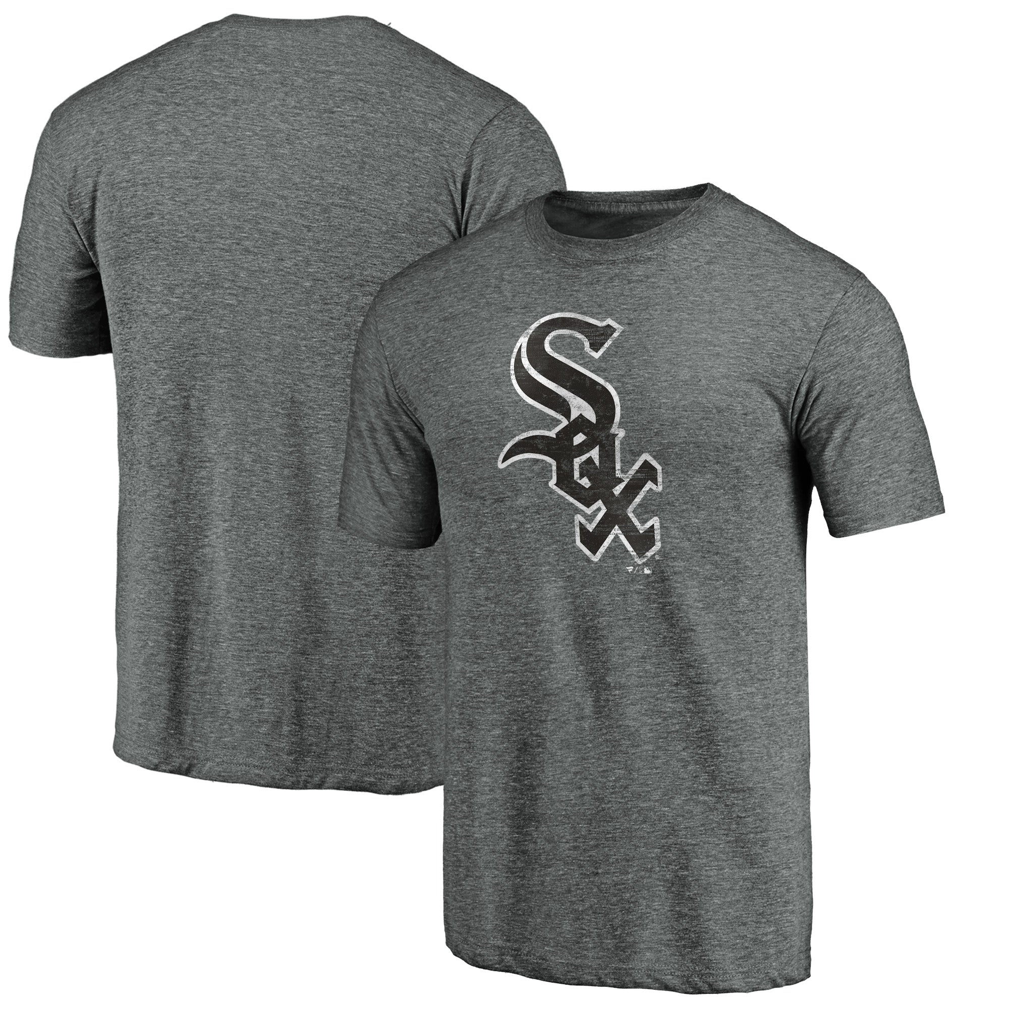 Men's Heather Gray Chicago White Sox Weathered Official Logo Tri-Blend T-Shirt