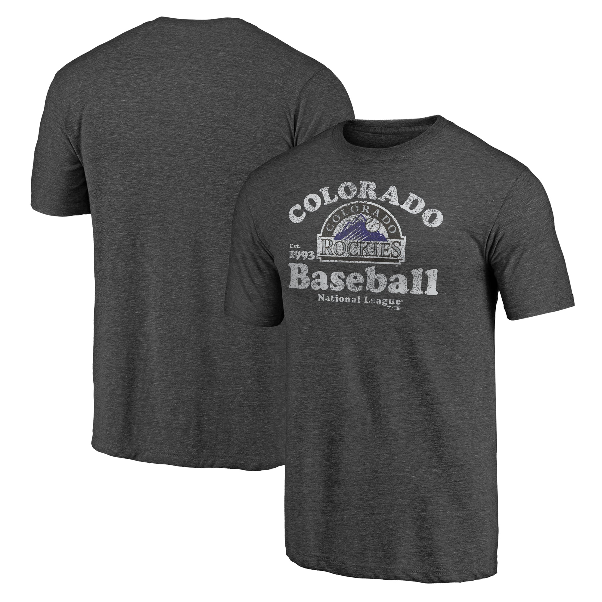 Men's Charcoal Colorado Rockies Our Game Tri-Blend T-Shirt
