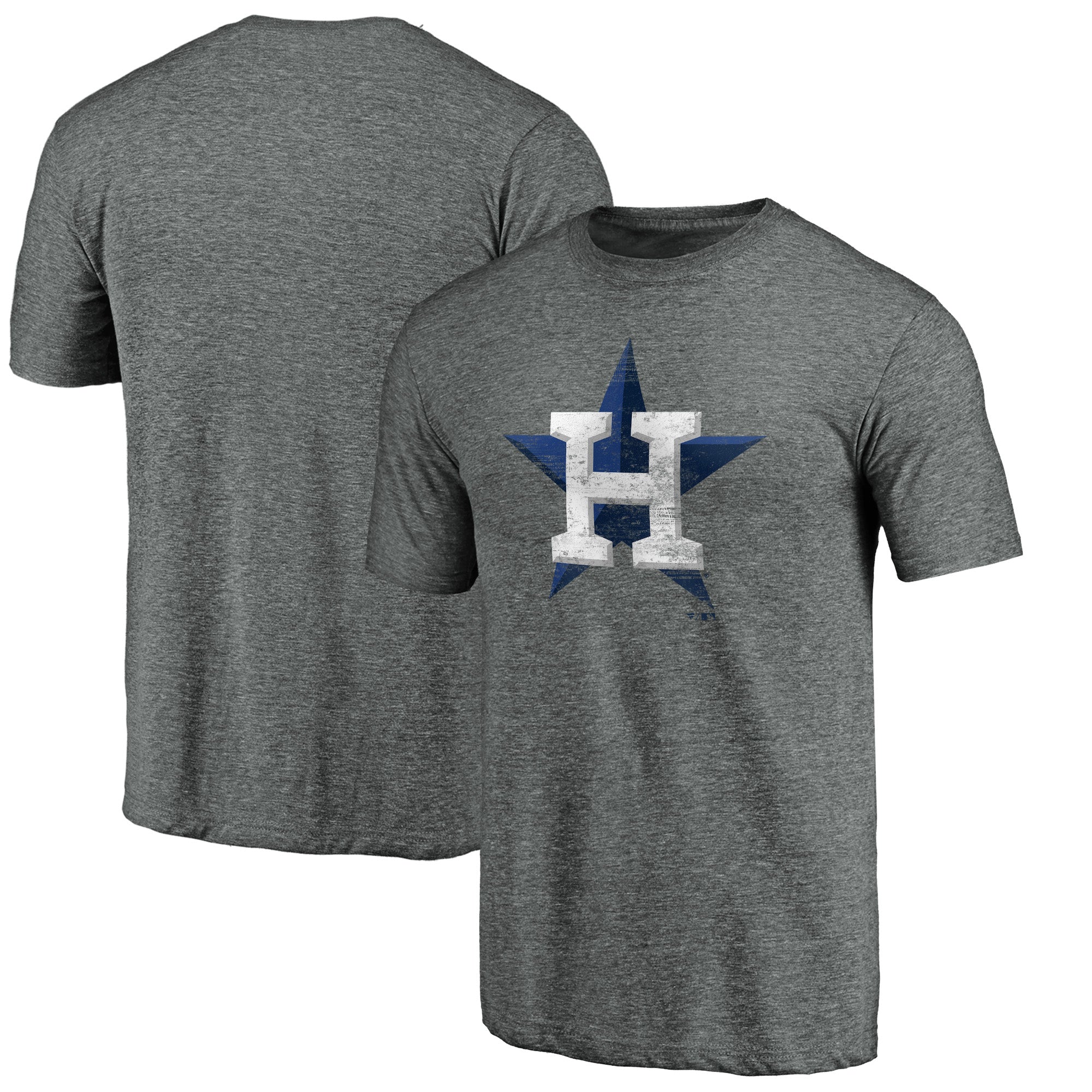 Men's Heather Gray Houston Astros Weathered Official Logo Tri-Blend T-Shirt