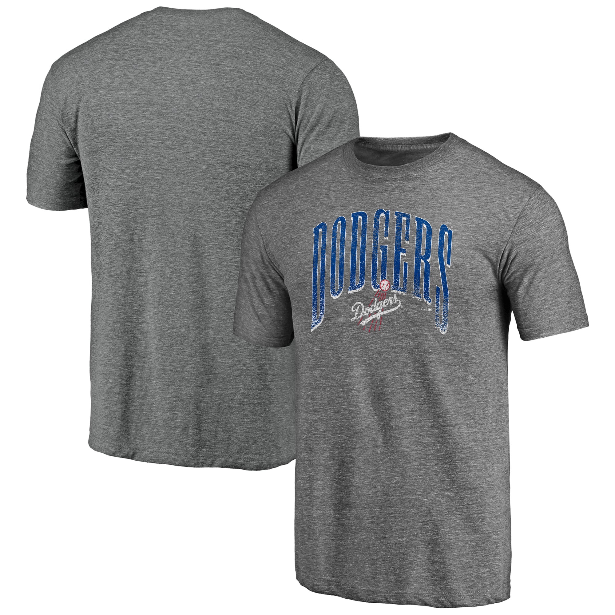 Men's Heather Gray Los Angeles Dodgers Line Corps Tri-Blend T-Shirt