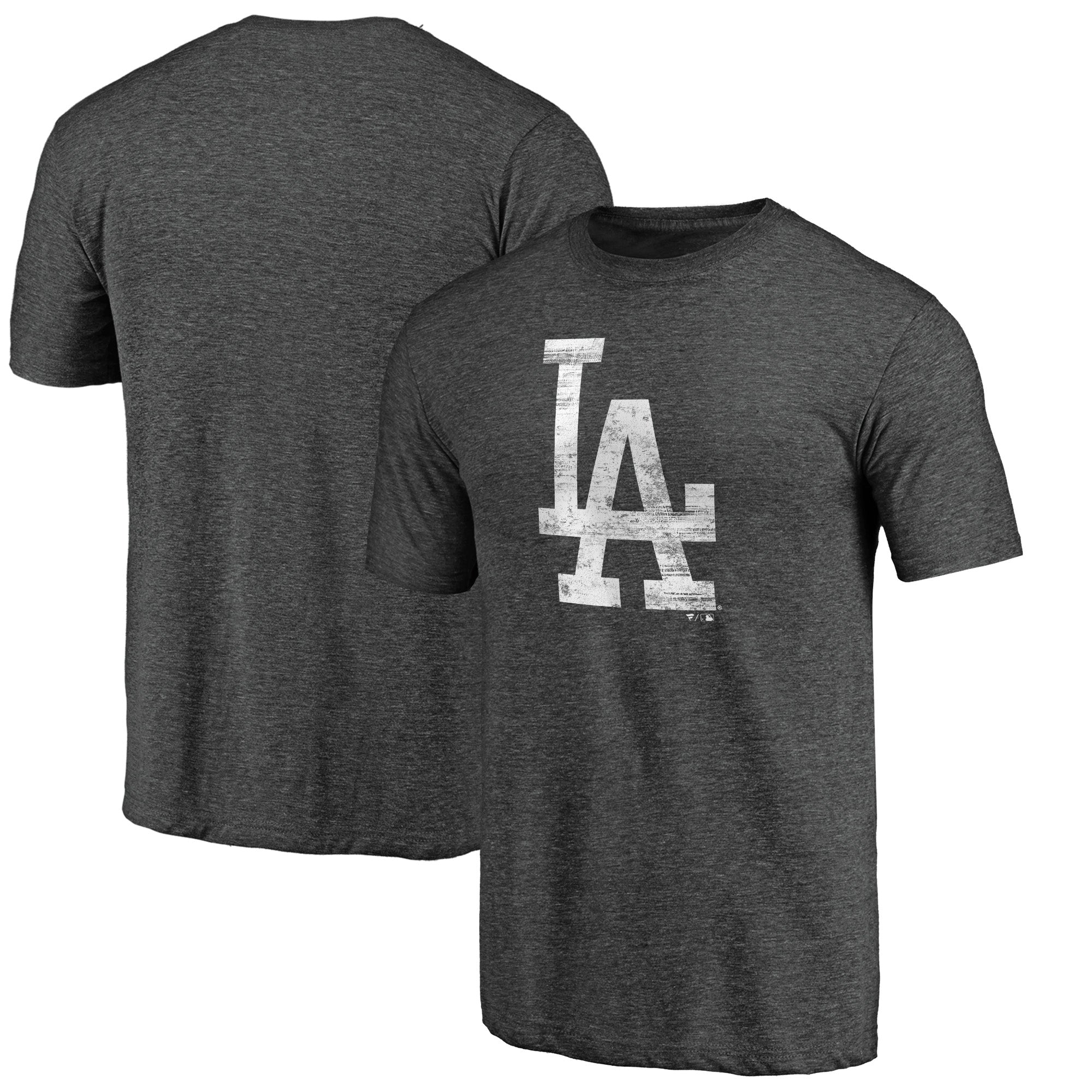 Men's Charcoal Los Angeles Dodgers Weathered Official Logo Tri-Blend T-Shirt