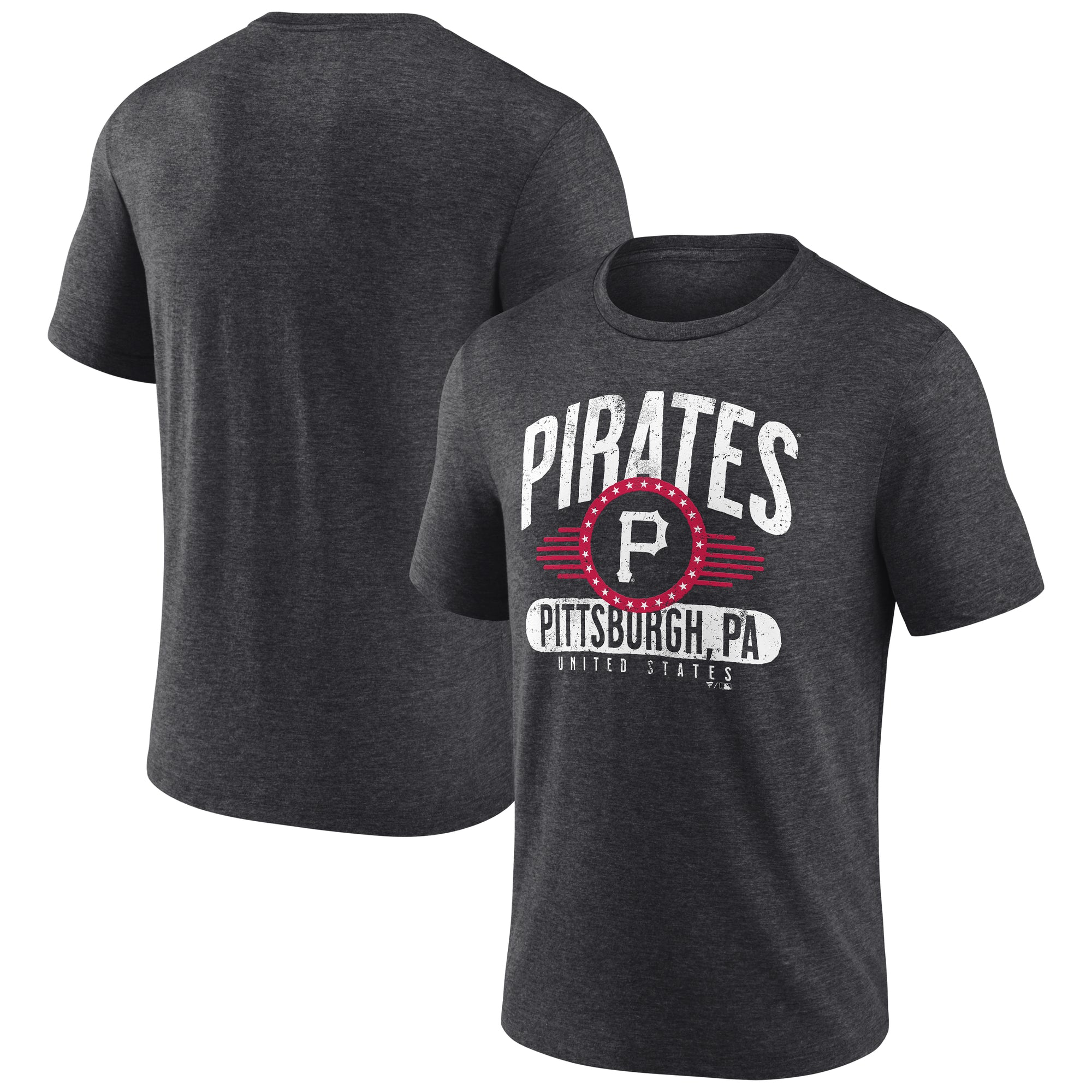 Men's Charcoal Pittsburgh Pirates Badge of Honor Tri-Blend T-Shirt
