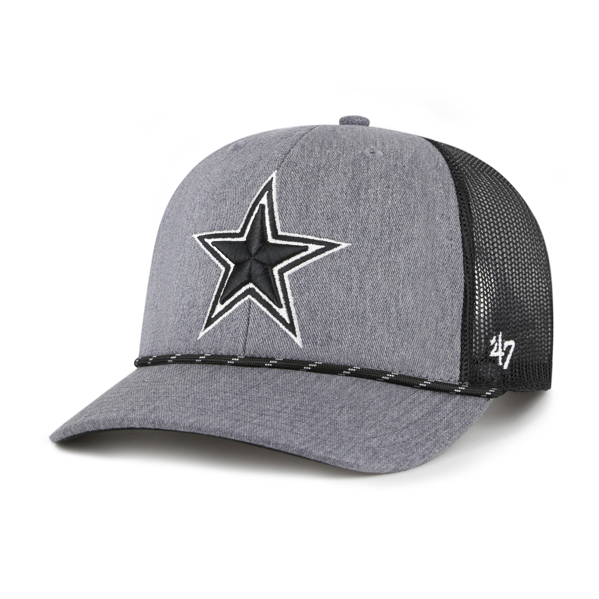 Men's '47  Heather Charcoal Dallas Cowboys Carbon Rope Trucker Adjustable Hat