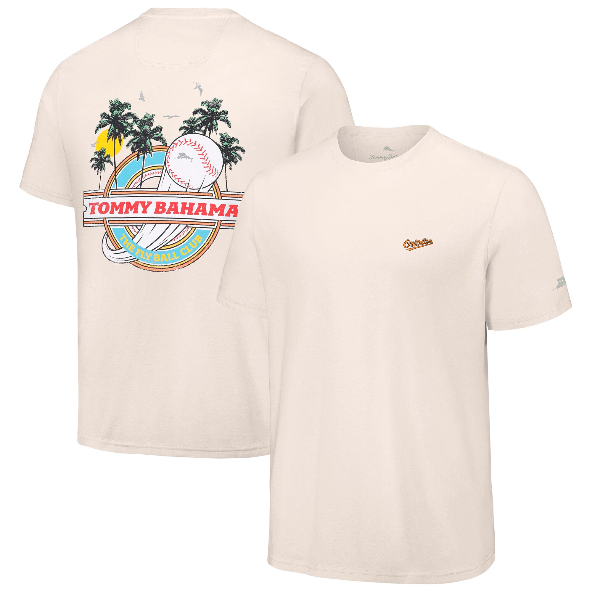 Men's Tommy Bahama Cream Baltimore Orioles Fly Ball Club T-Shirt