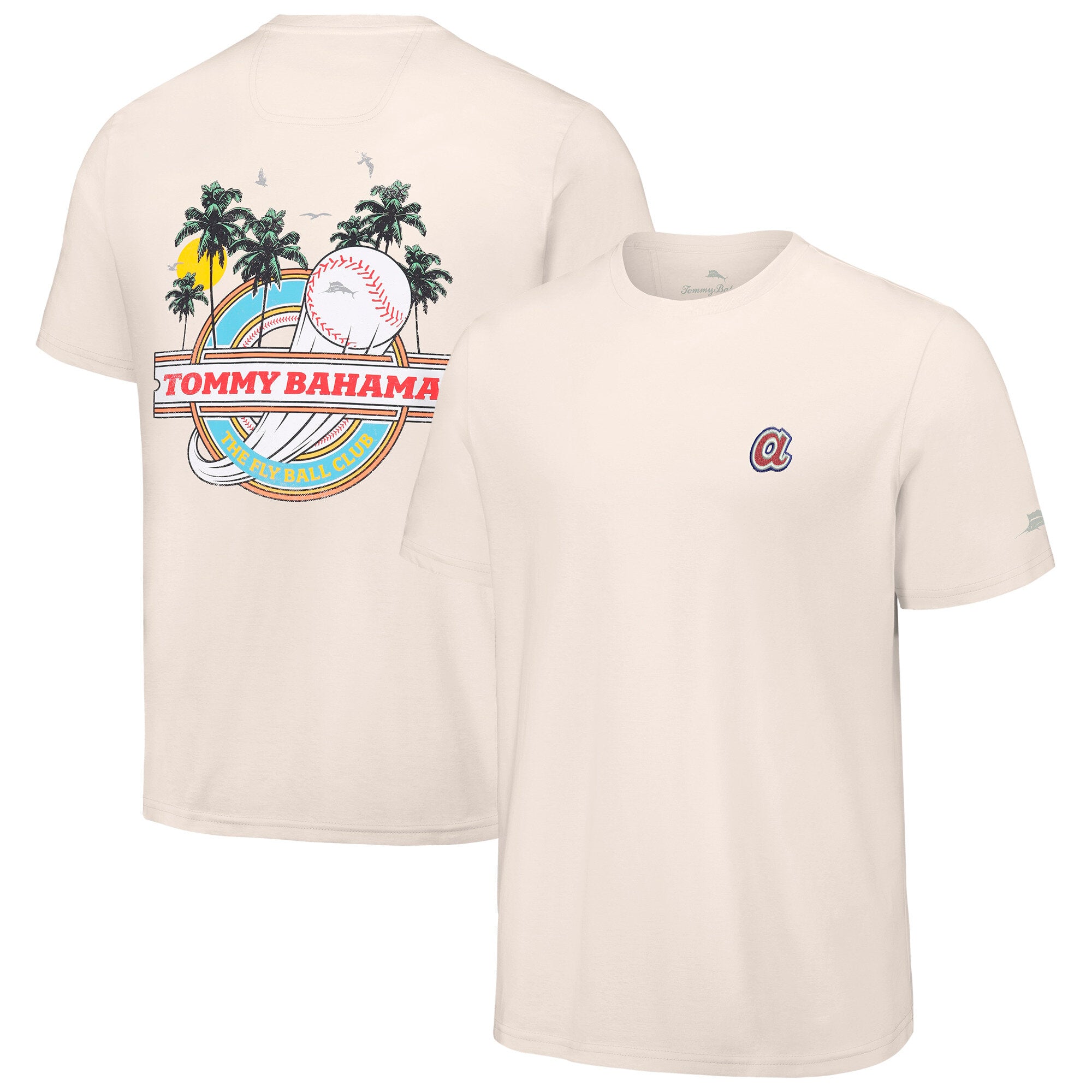 Men's Tommy Bahama Cream Atlanta Braves Fly Ball Club T-Shirt