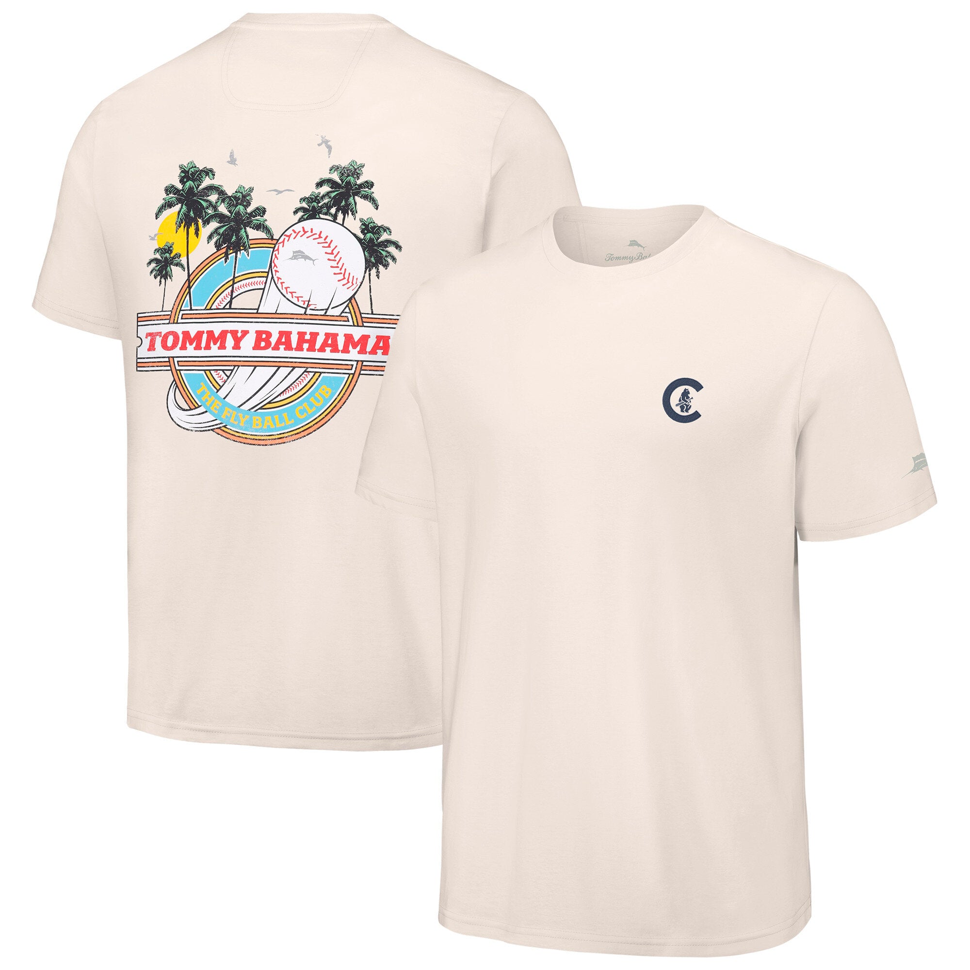 Men's Tommy Bahama Cream Chicago Cubs Fly Ball Club T-Shirt