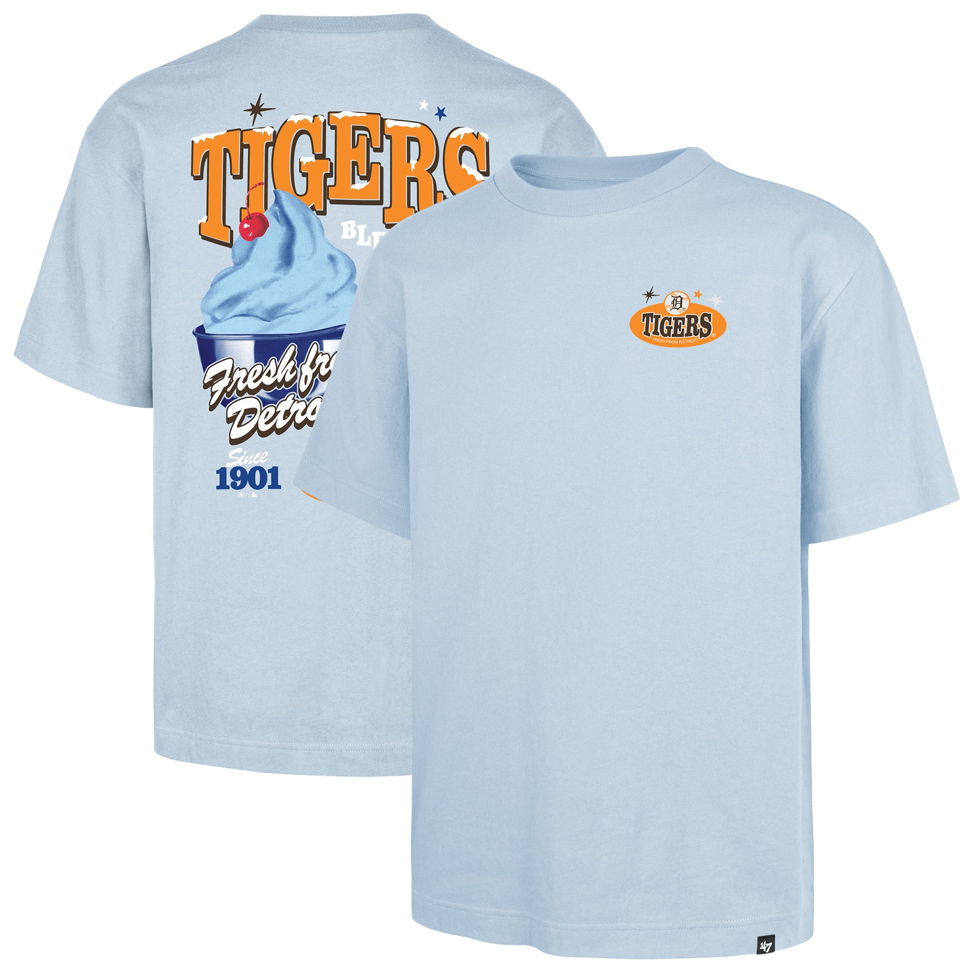 Men's '47 Light Blue Detroit Tigers Ice Cream Parlor Foundation T-Shirt