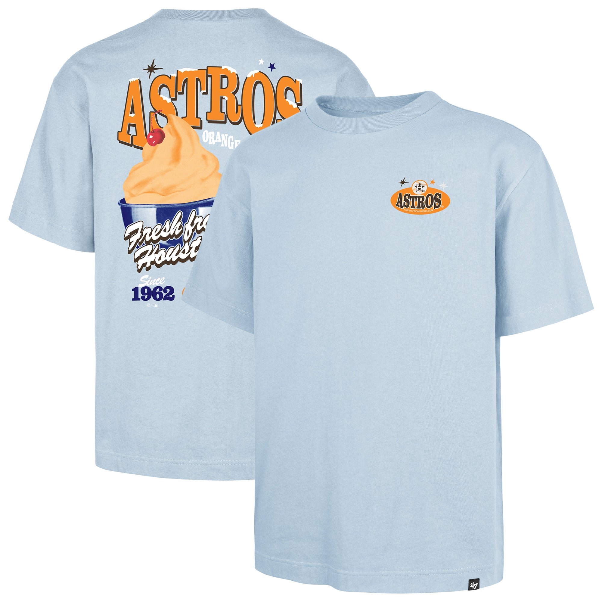 Men's '47 Light Blue Houston Astros Ice Cream Parlor Foundation T-Shirt