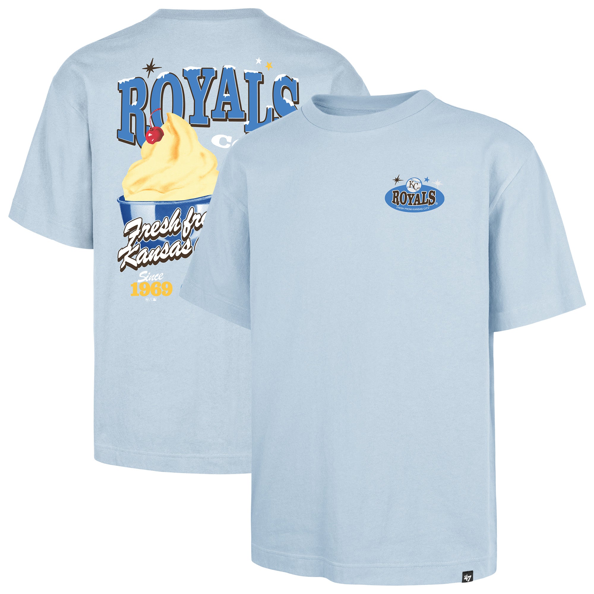 Men's '47 Light Blue Kansas City Royals Ice Cream Parlor Foundation T-Shirt