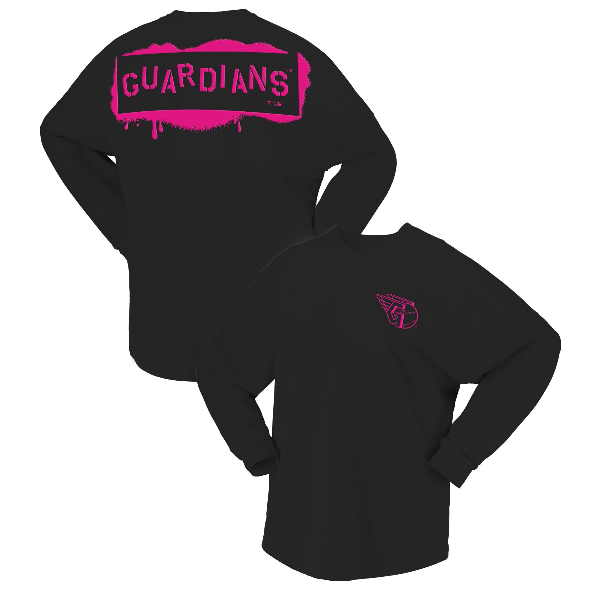 Women's Fanatics  Black Cleveland Guardians Neon Jersey Long Sleeve T-Shirt