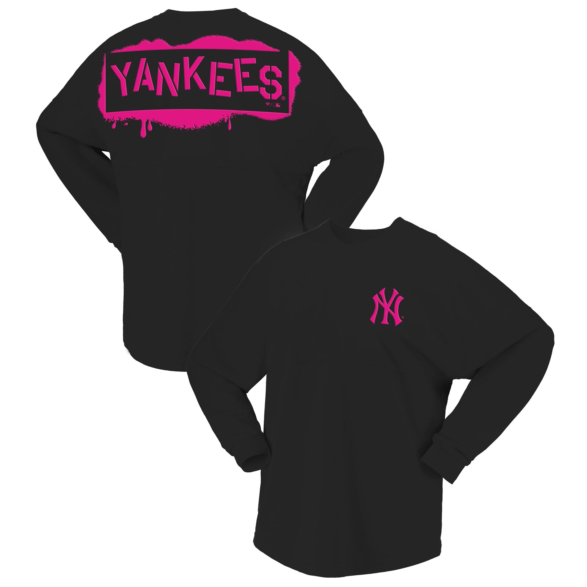 Women's Fanatics  Black New York Yankees Neon Jersey Long Sleeve T-Shirt