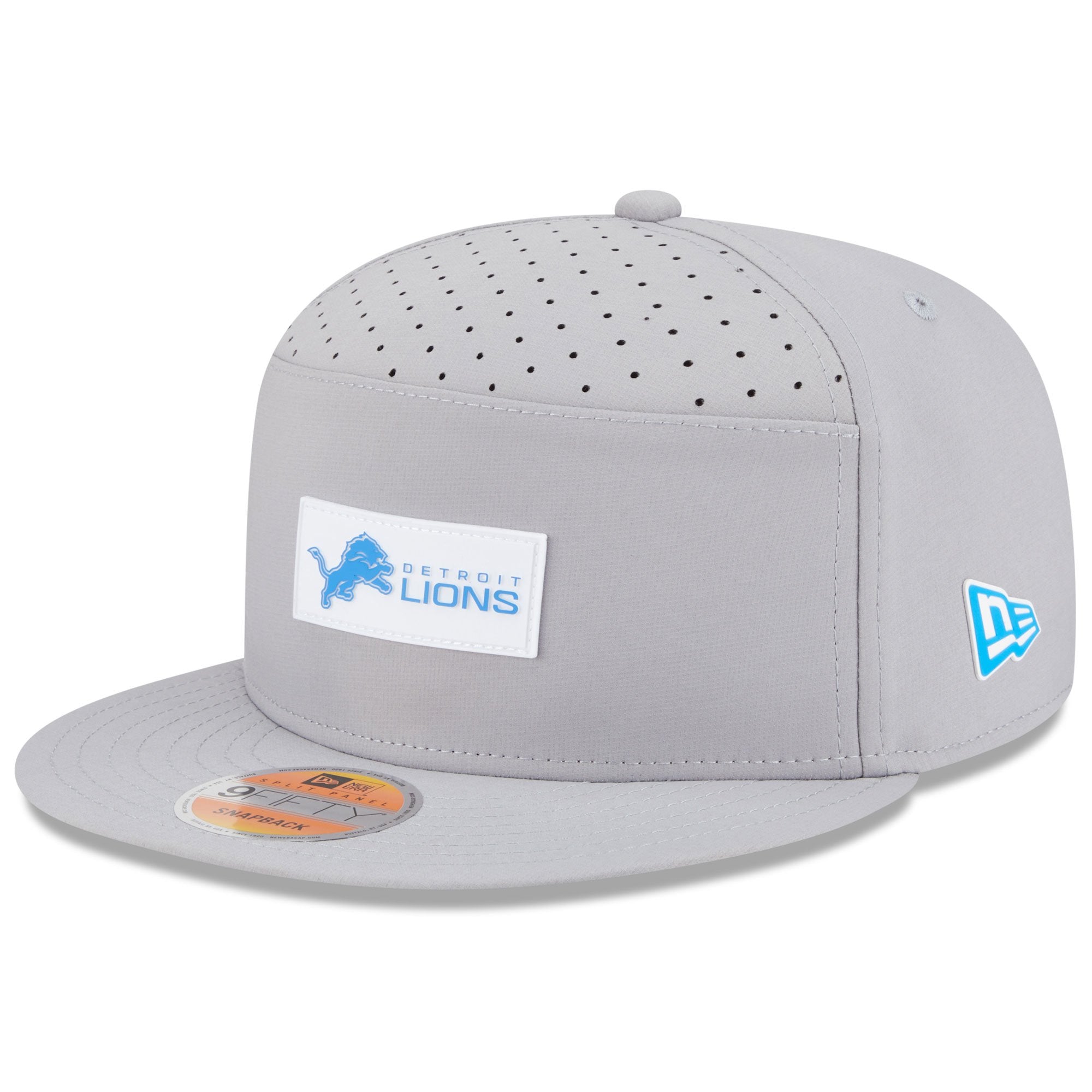 Men's New Era Gray Detroit Lions 2025 Sideline  Split Panel 9FIFTY Snapback Hat