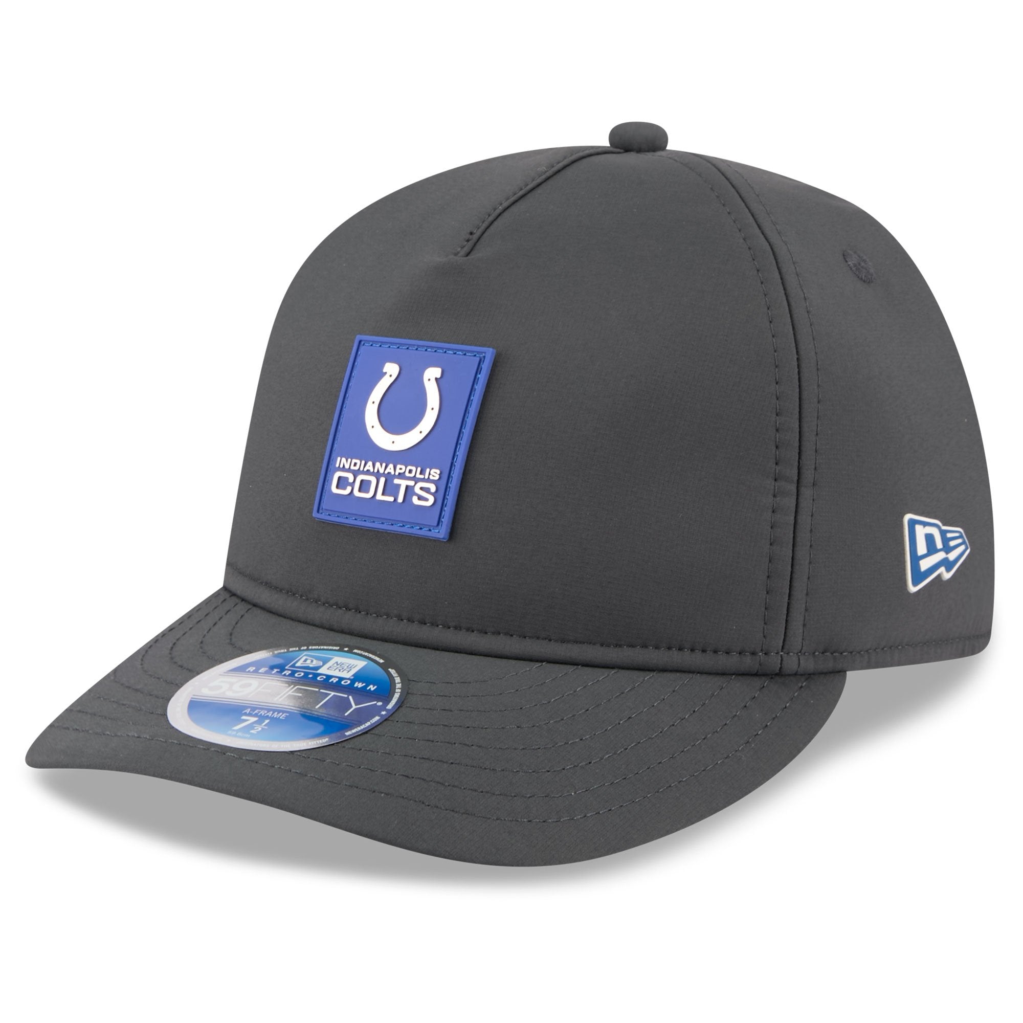 Men's New Era Charcoal Indianapolis Colts 2025 Sideline Cold Weather Retro Crown 59FIFTY Fitted Hat