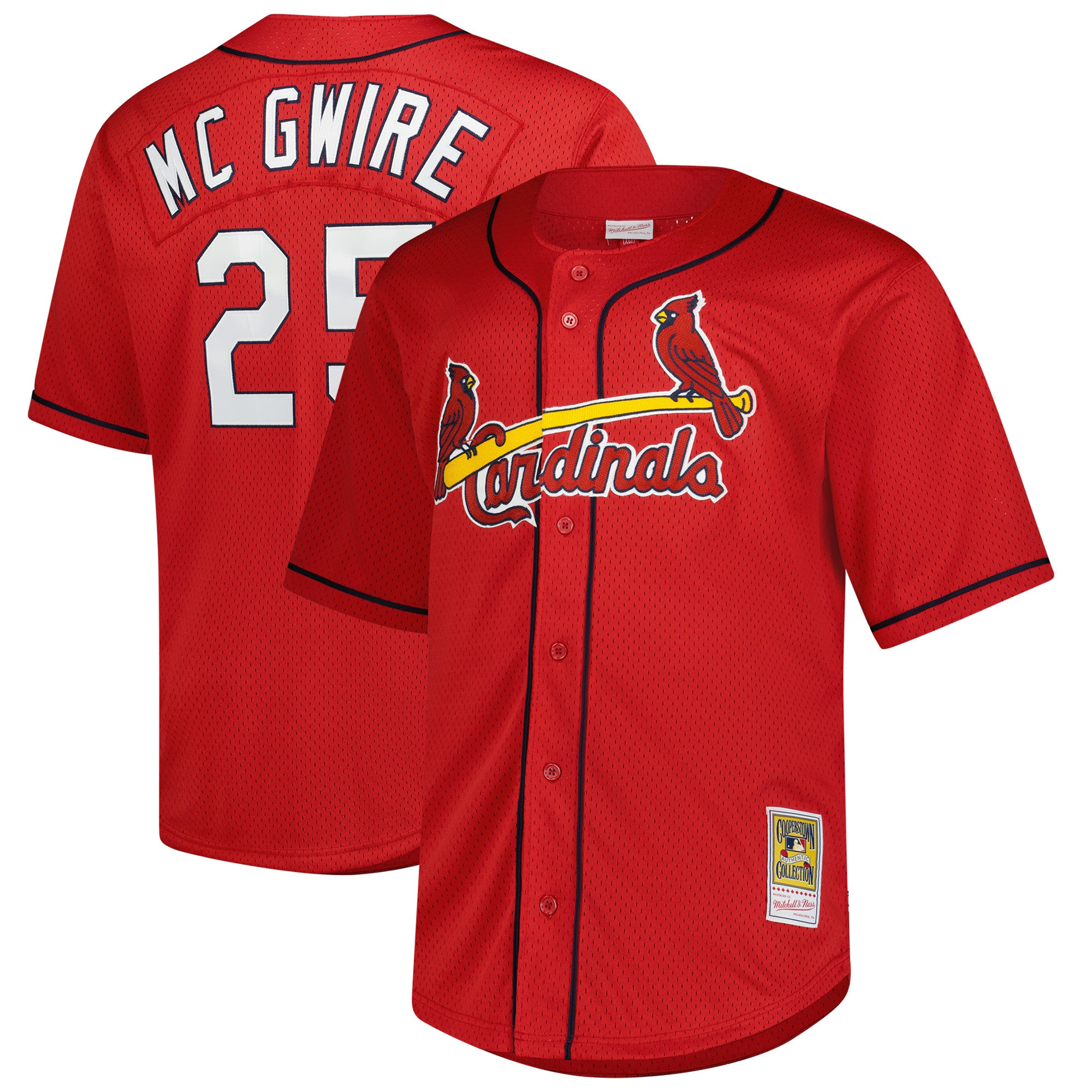 Men's Mitchell & Ness Mark McGwire Red St. Louis Cardinals Big & Tall Cooperstown Mesh Batting Practice Jersey
