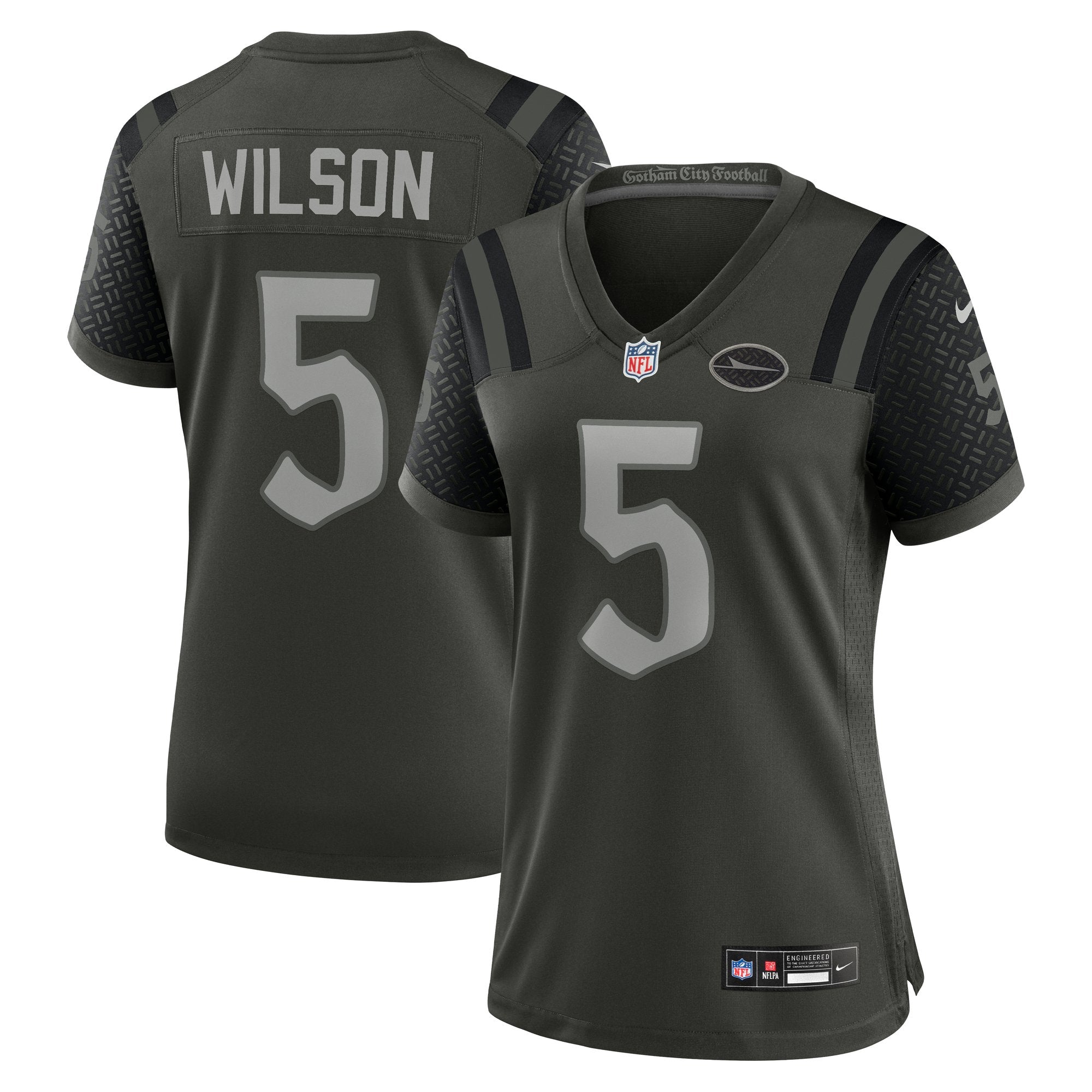 Women's Nike Garrett Wilson Gotham Green New York Jets 2025 Rivalries Collection Game Jersey