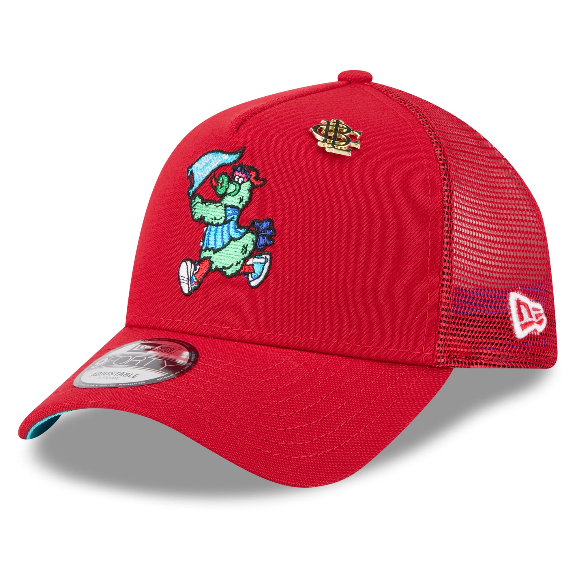 Men's New Era  Red Philadelphia Phillies 2025 Big League Chew A-Frame 9FORTY Adjustable Trucker Hat