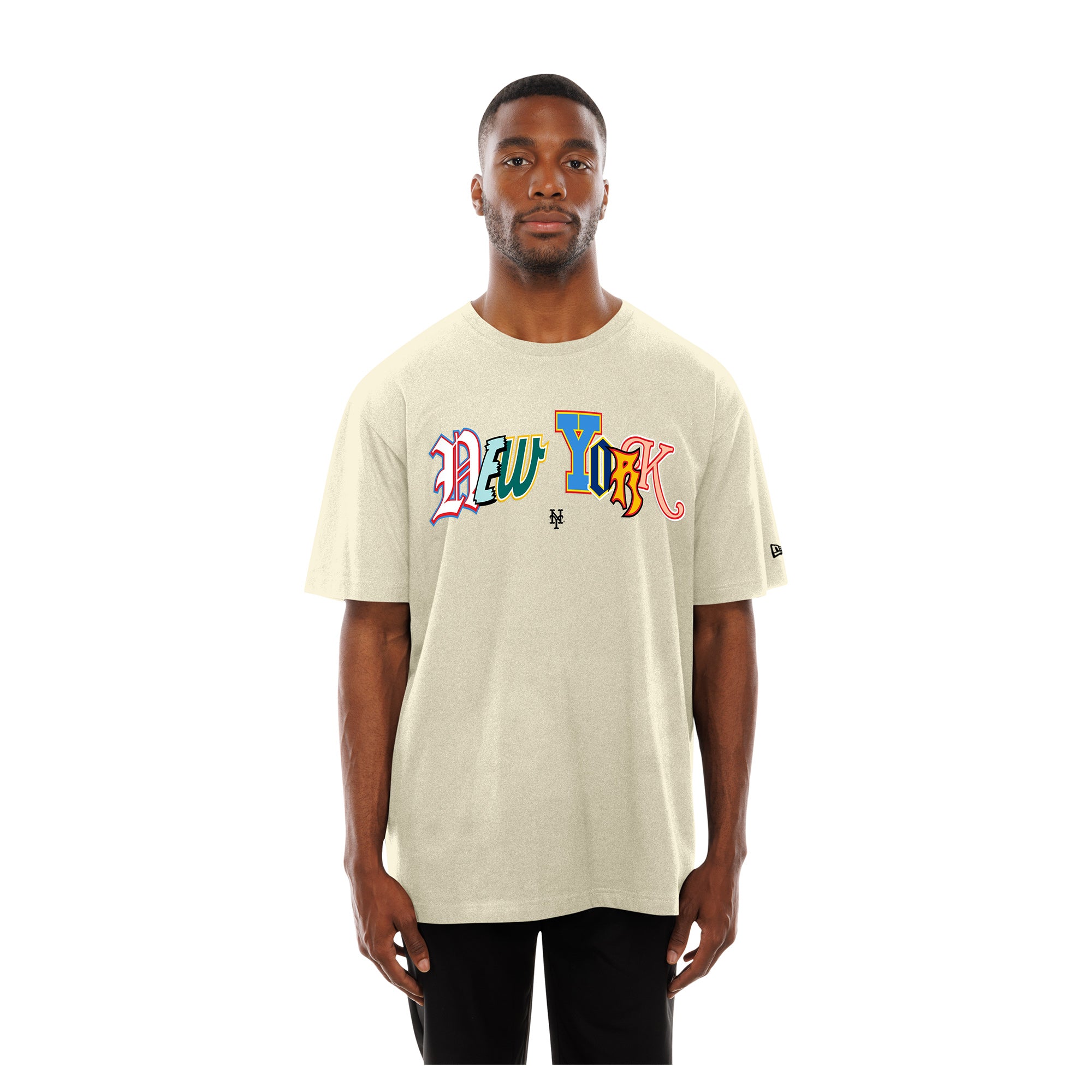 Men's New Era Cream New York Mets Ransom Note Oversized T-Shirt