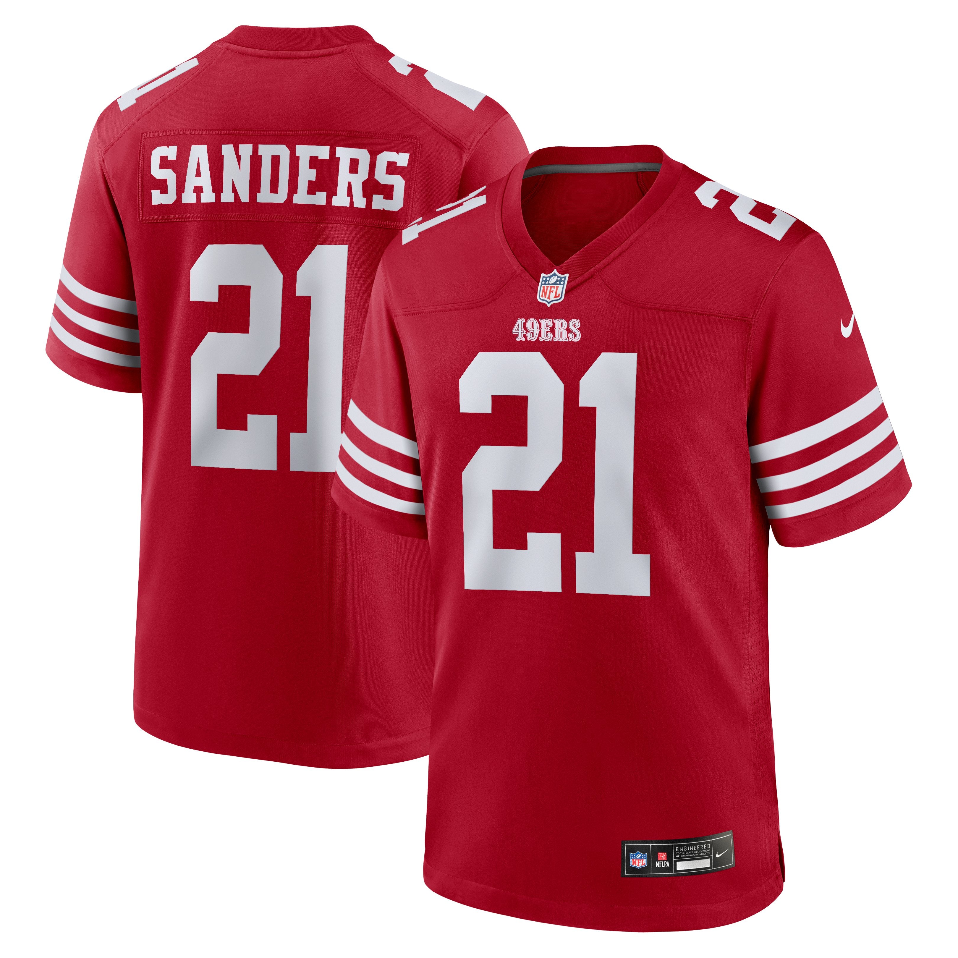 Men's Nike Deion Sanders  Scarlet San Francisco 49ers Team Retired Player Game Jersey