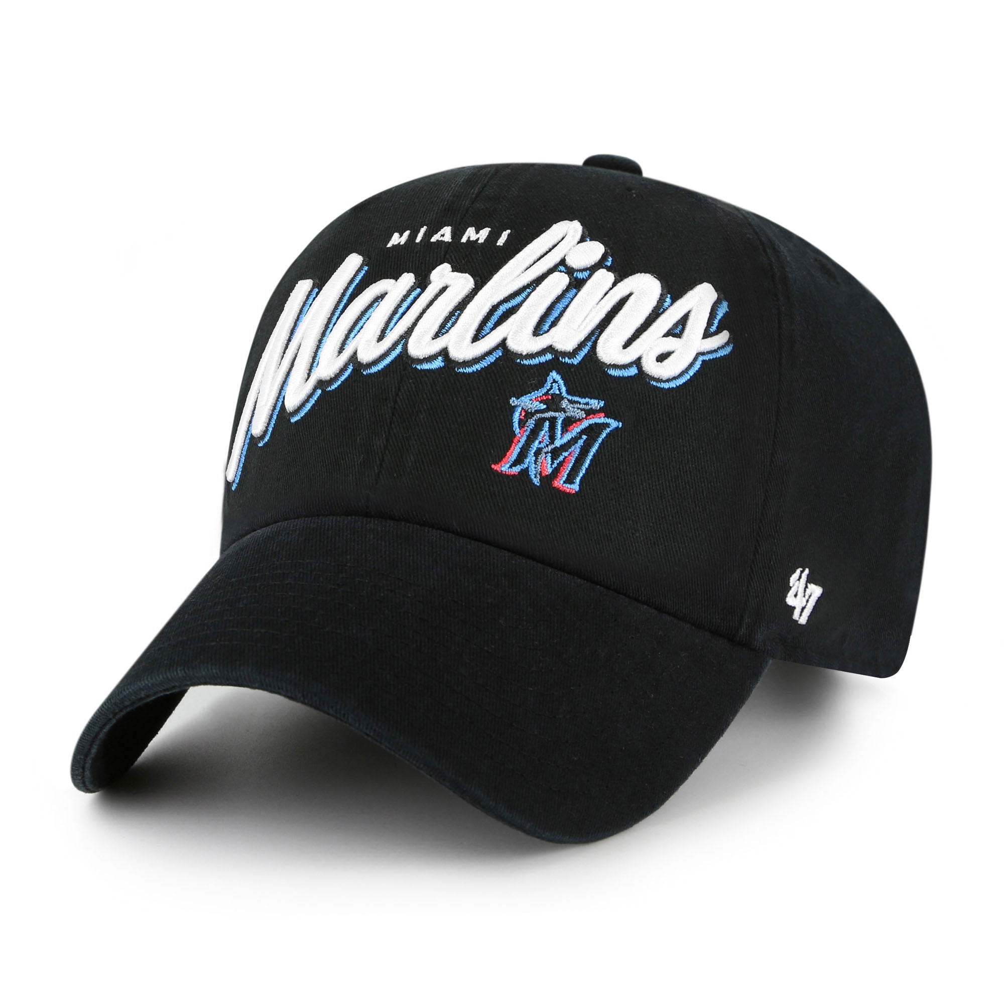 Women's '47 Black Miami Marlins Ariana Clean Up Adjustable Hat