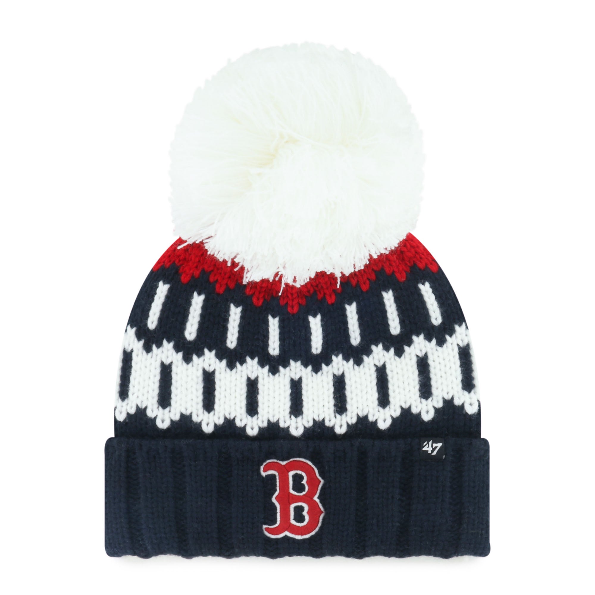 Women's '47  Navy Boston Red Sox Felicity Cuffed Knit Hat with Pom