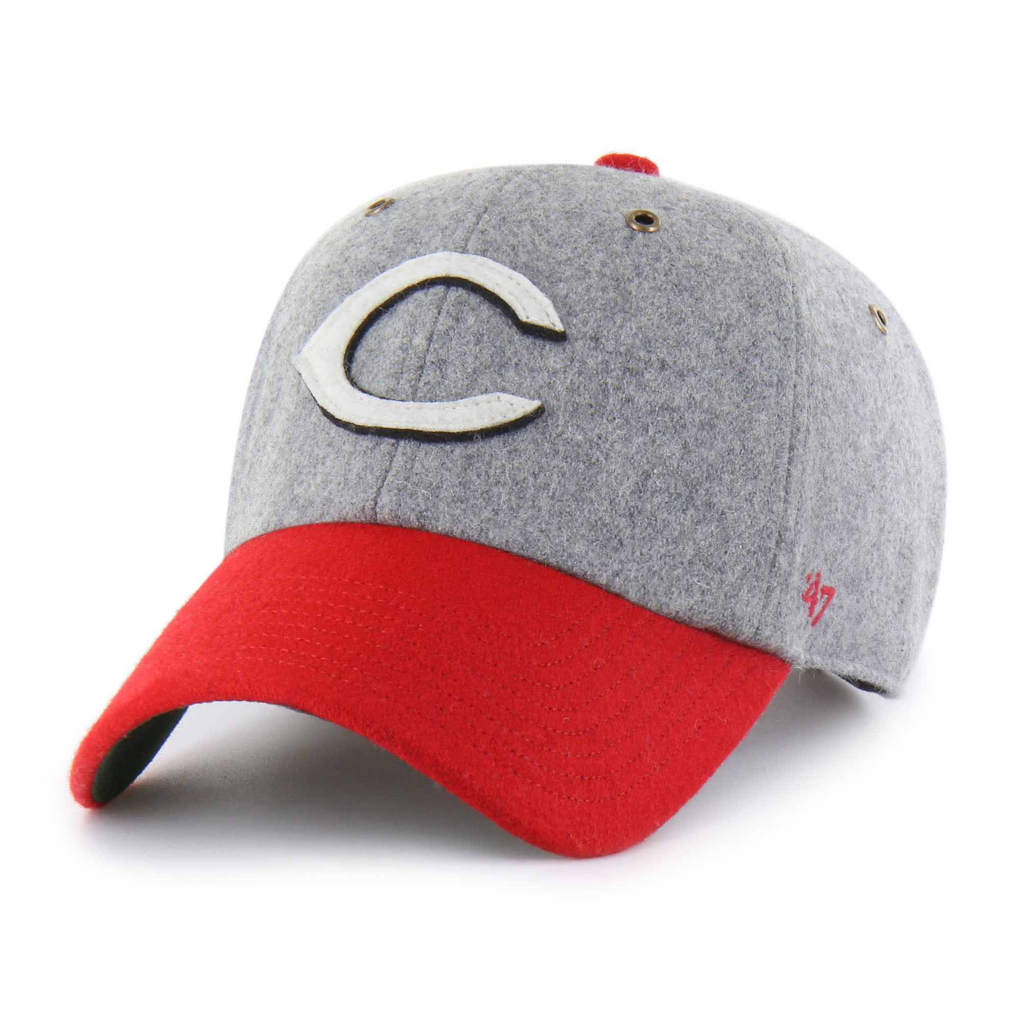 Men's '47  Gray/Red Cincinnati Reds Golden Age Wool Clean Up Adjustable Hat