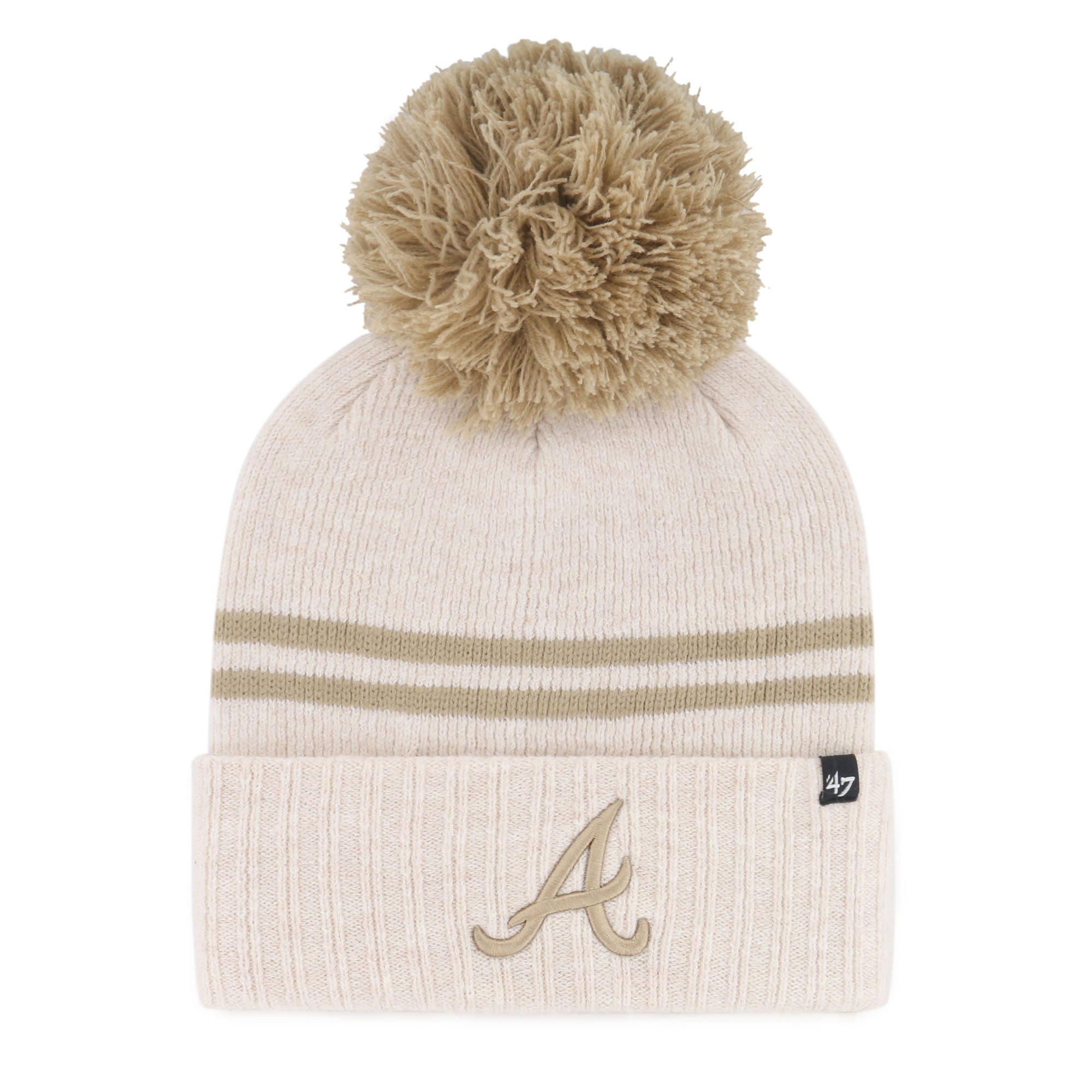 Women's '47  Natural Atlanta Braves Latte Cuffed Knit Hat with Pom