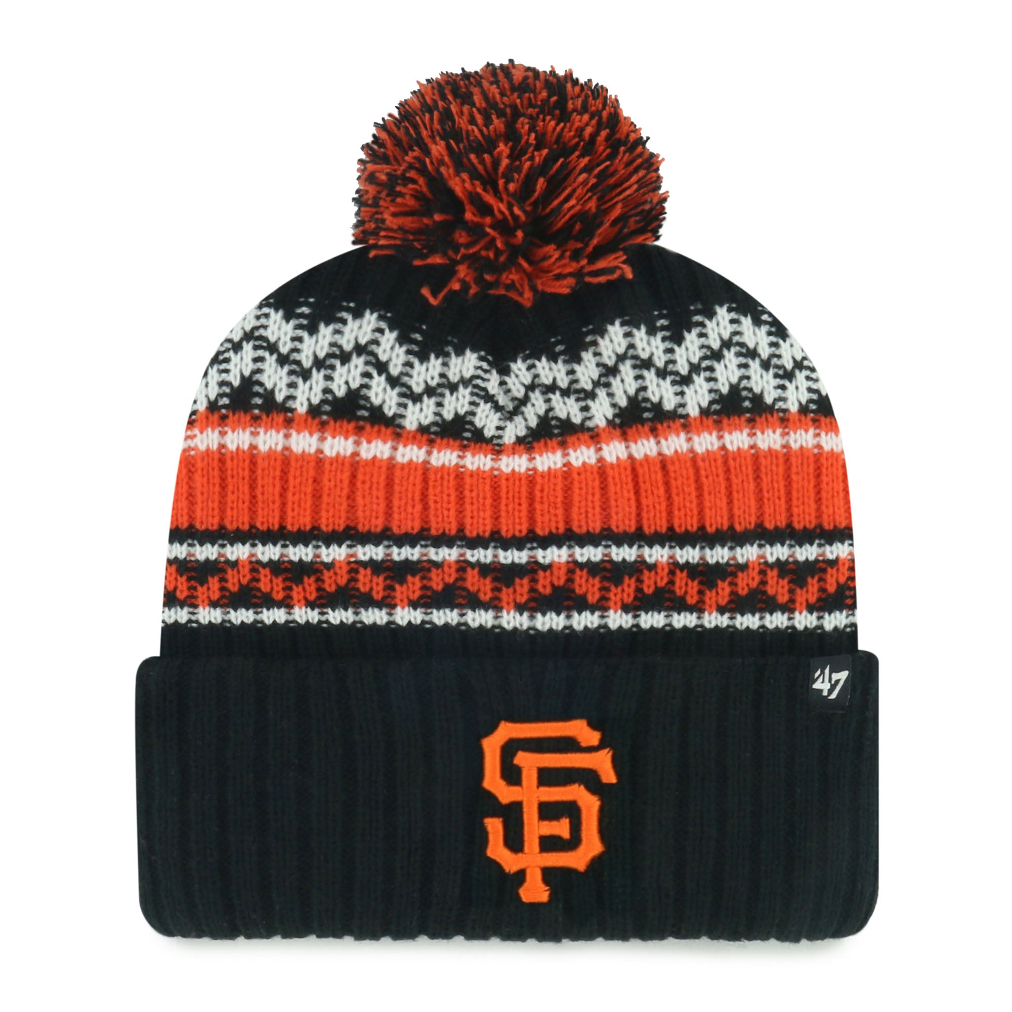 Youth '47  Black San Francisco Giants Polar Vortex Cuffed Knit Hat with Pom