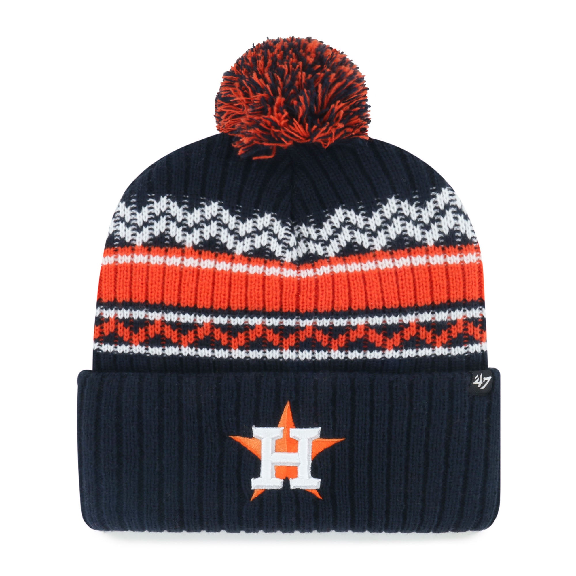 Youth '47  Navy Houston Astros Polar Vortex Cuffed Knit Hat with Pom