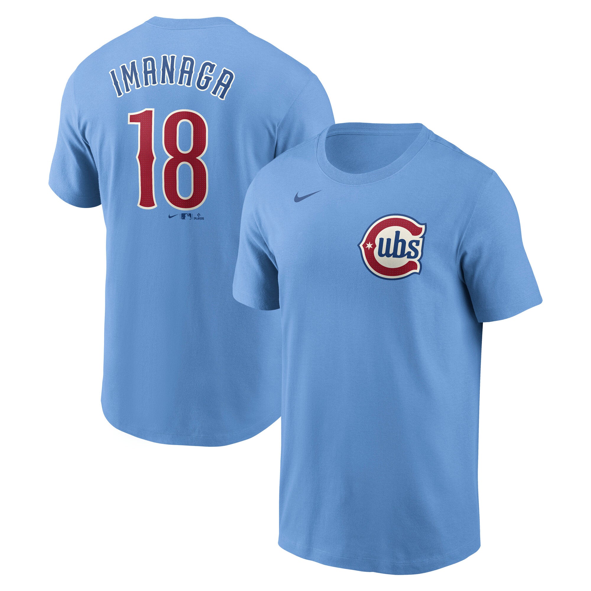 Men's Nike Shōta Imanaga Baby Blue Chicago Cubs Fuse Name & Number T-Shirt