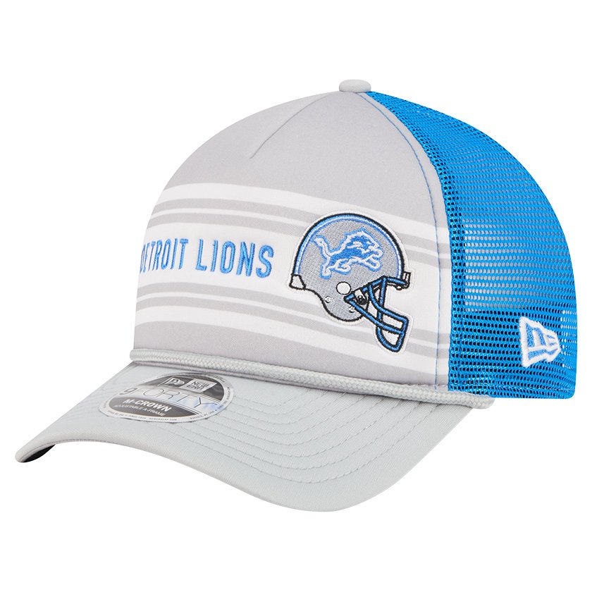Men's New Era  Gray Detroit Lions  Linear A-Frame 9FORTY Adjustable Hat
