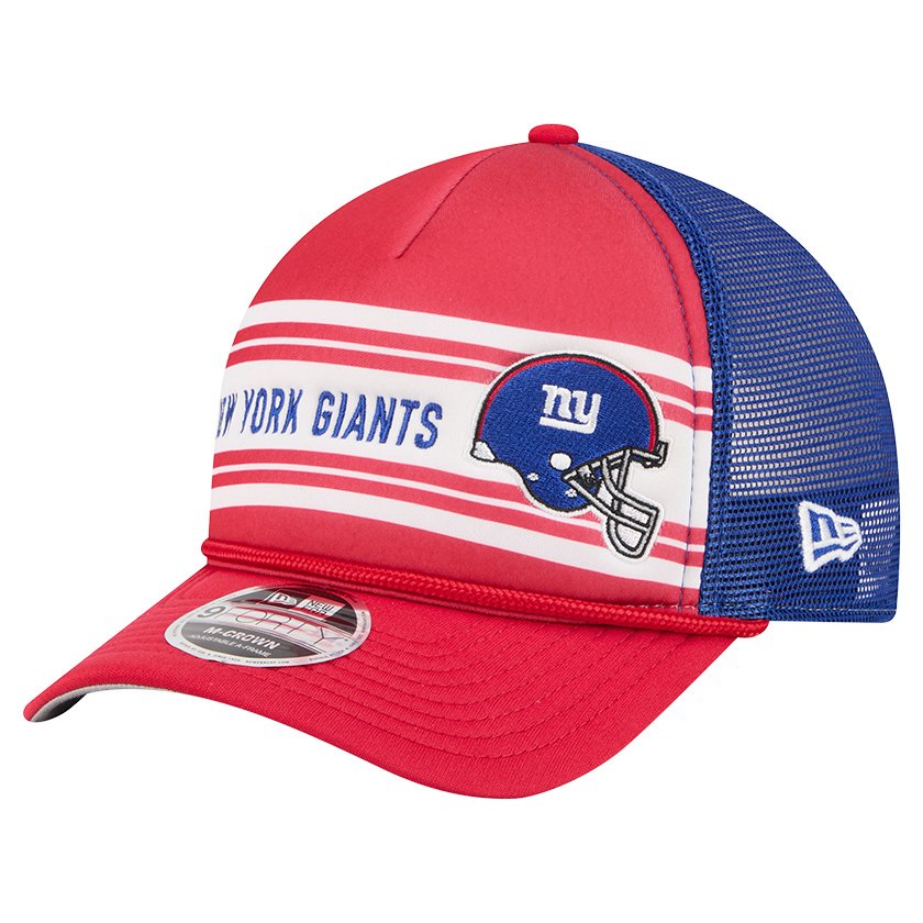 Men's New Era  Red New York Giants  Linear A-Frame 9FORTY Adjustable Hat