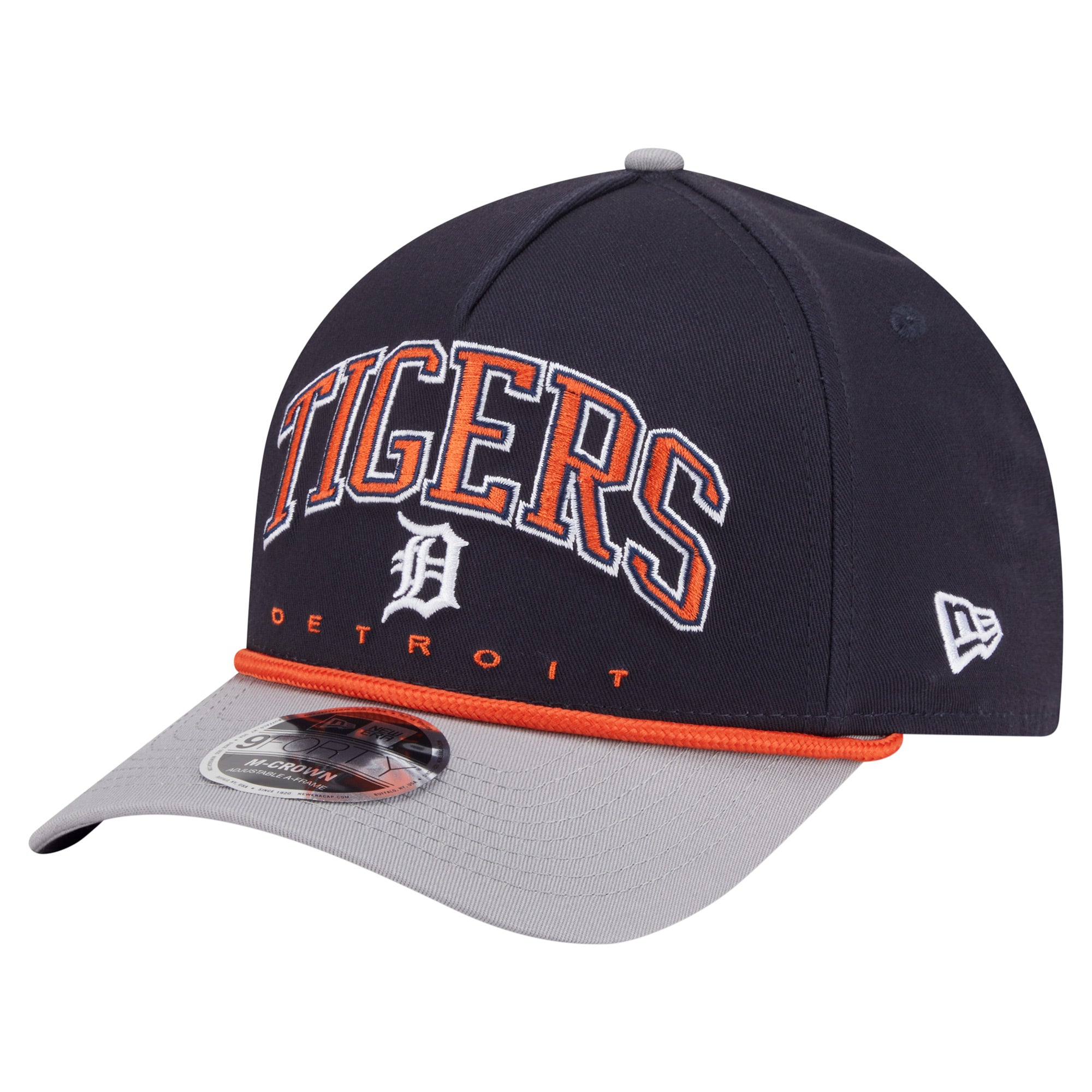 Men's New Era Navy/Gray Detroit Tigers Arch 9FORTY A-Frame M-Crown Adjustable Hat