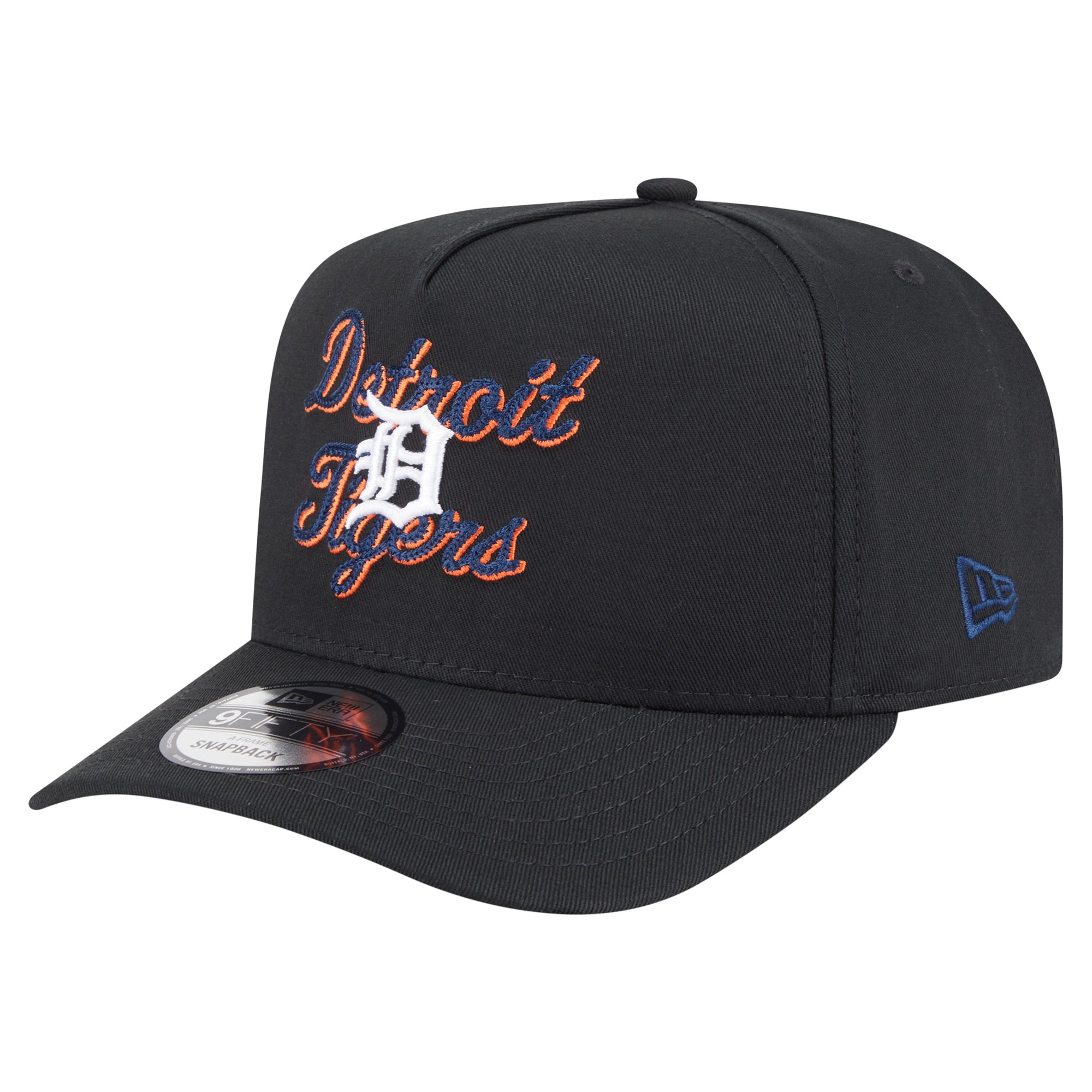 Men's New Era Black Detroit Tigers Chainstitch 9FIFTY A-Frame Snapback Hat