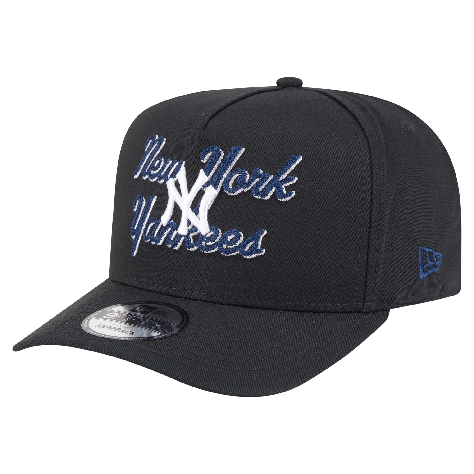 Men's New Era Black New York Yankees Chainstitch 9FIFTY A-Frame Snapback Hat