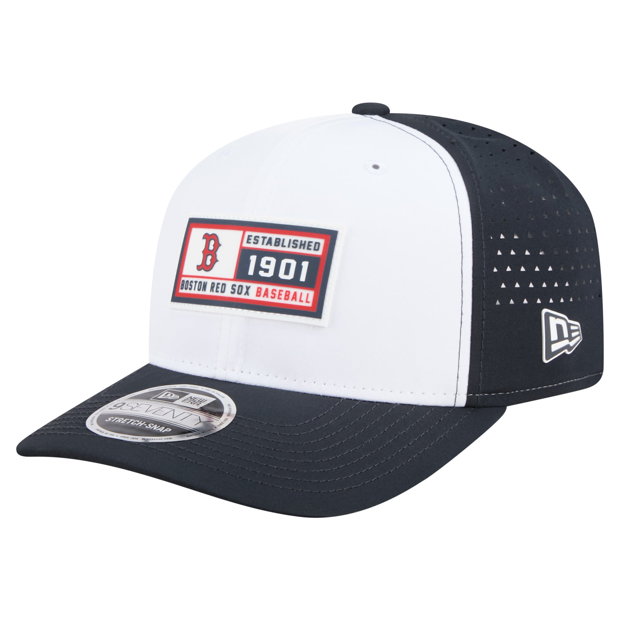 Men's New Era White/Navy Boston Red Sox Established Patch 9SEVENTY Adjustable Hat