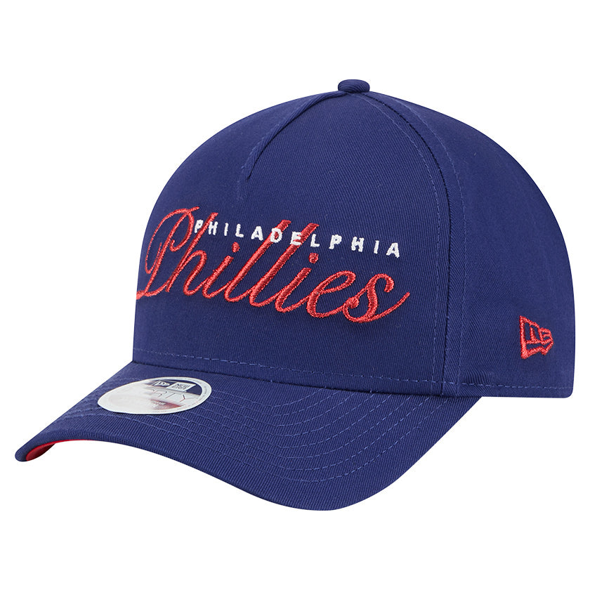 Women's New Era Royal Philadelphia Phillies Metallic A-Frame 9FORTY Adjustable Hat