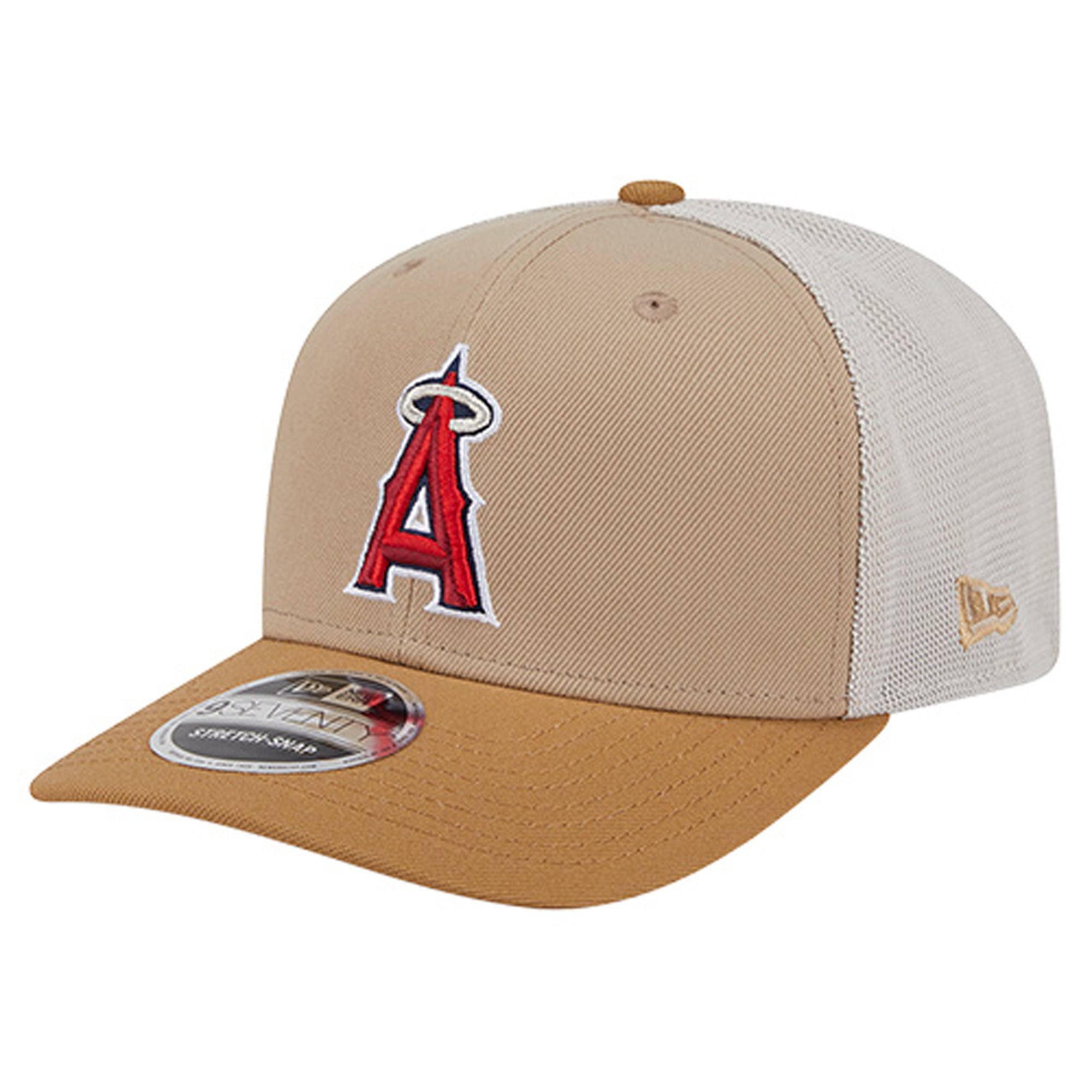 Men's New Era  Stone Los Angeles Angels 9SEVENTY Trucker Adjustable Hat