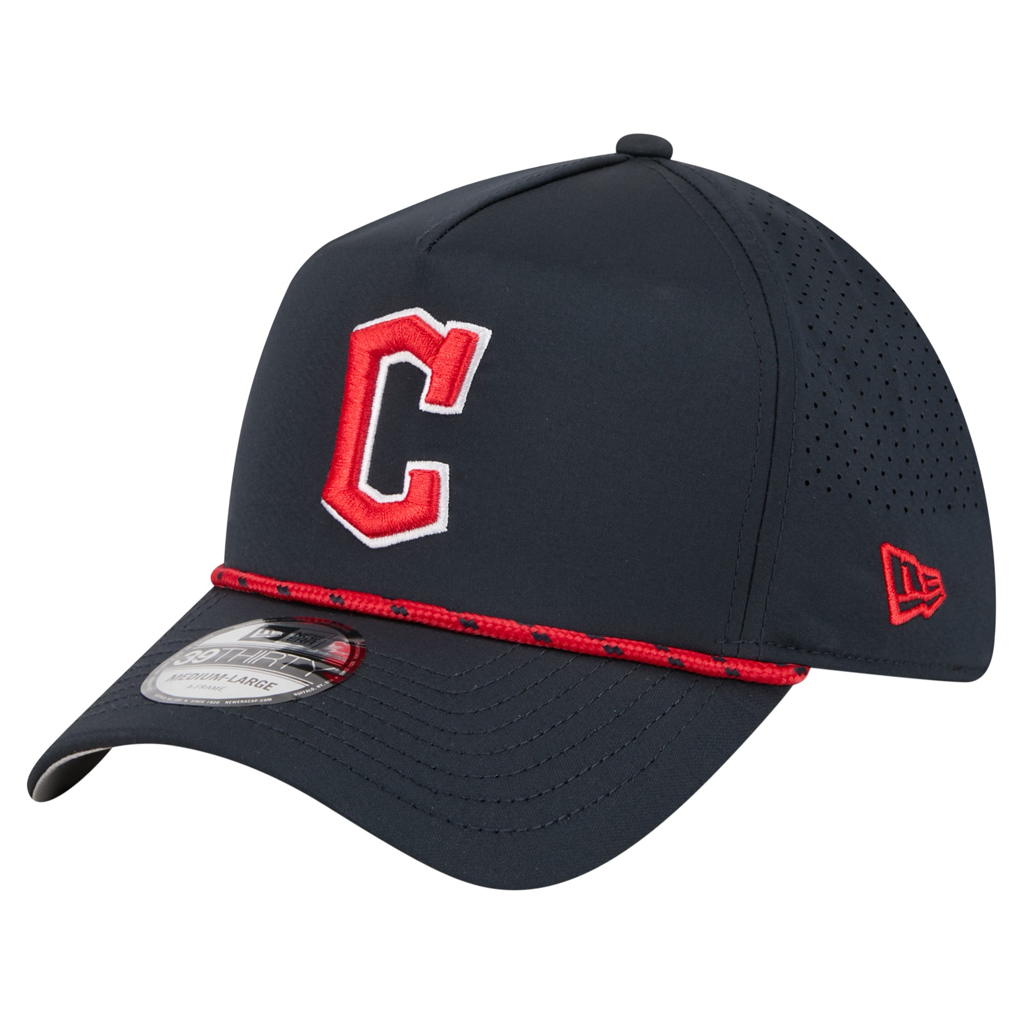 Men's New Era  Navy Cleveland Guardians 39THIRTY A-Frame Perforated Flex Hat