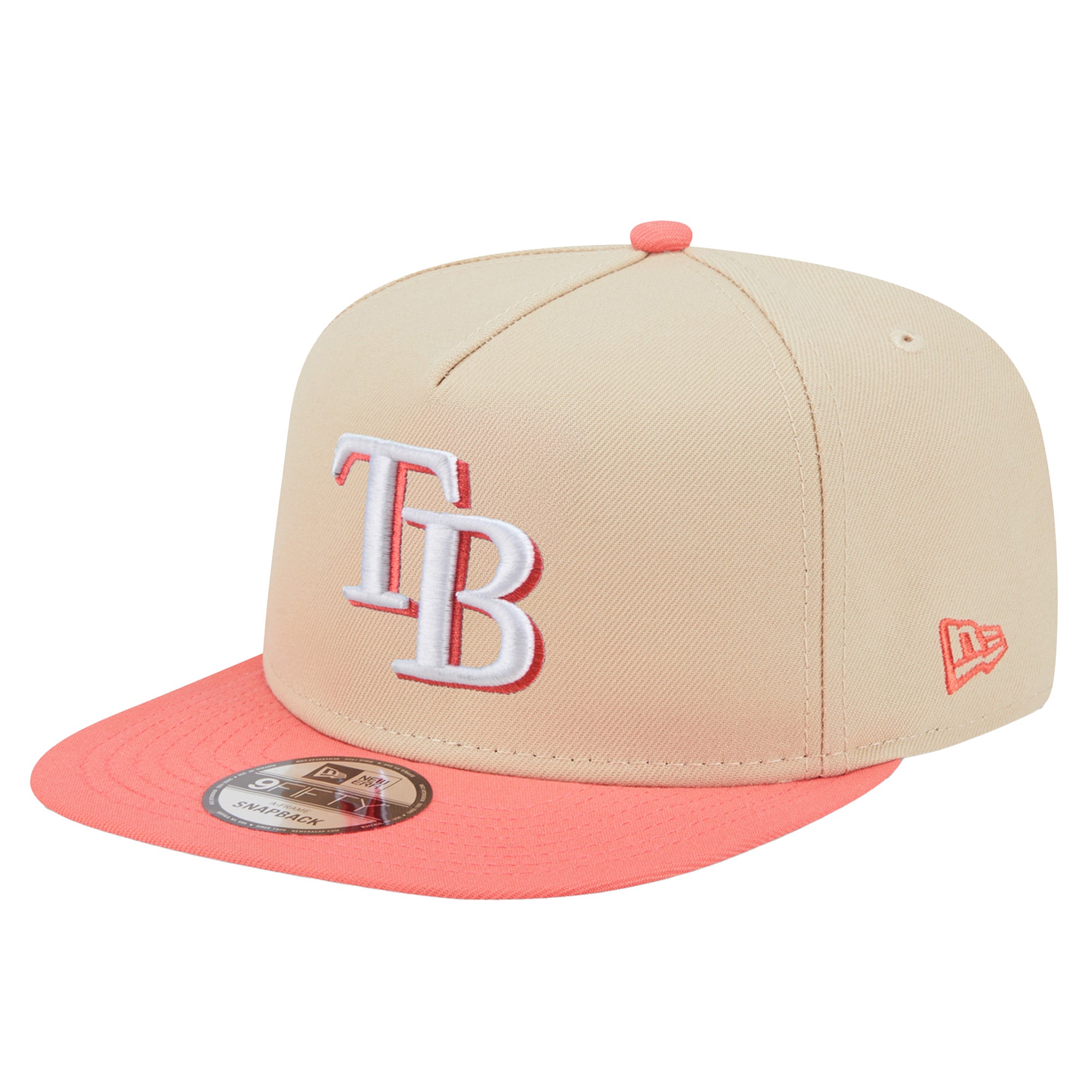 Men's New Era  Light Beige/Coral Tampa Bay Rays Color Pack A-Frame 9FIFTY Snapback Hat