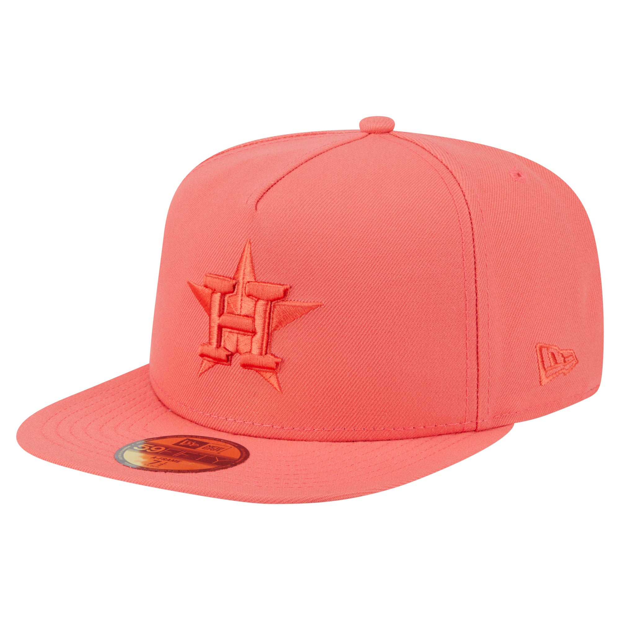 Men's New Era Coral Houston Astros Color Pack A-Frame 59FIFTY Fitted Hat