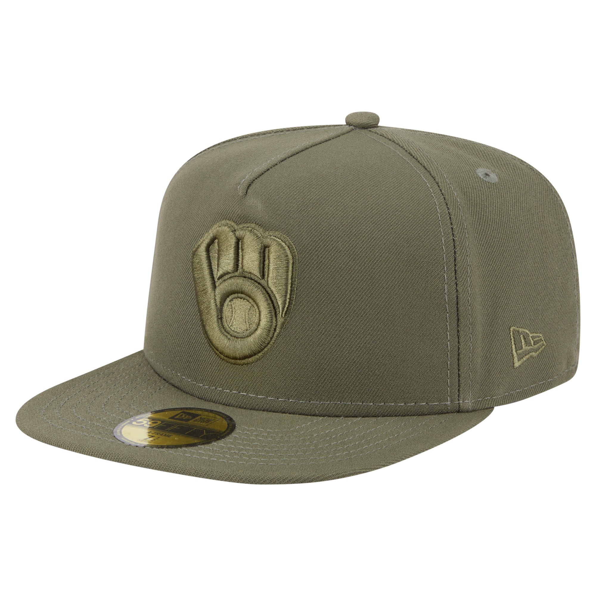 Men's New Era Olive Milwaukee Brewers Color Pack A-Frame 59FIFTY Fitted Hat