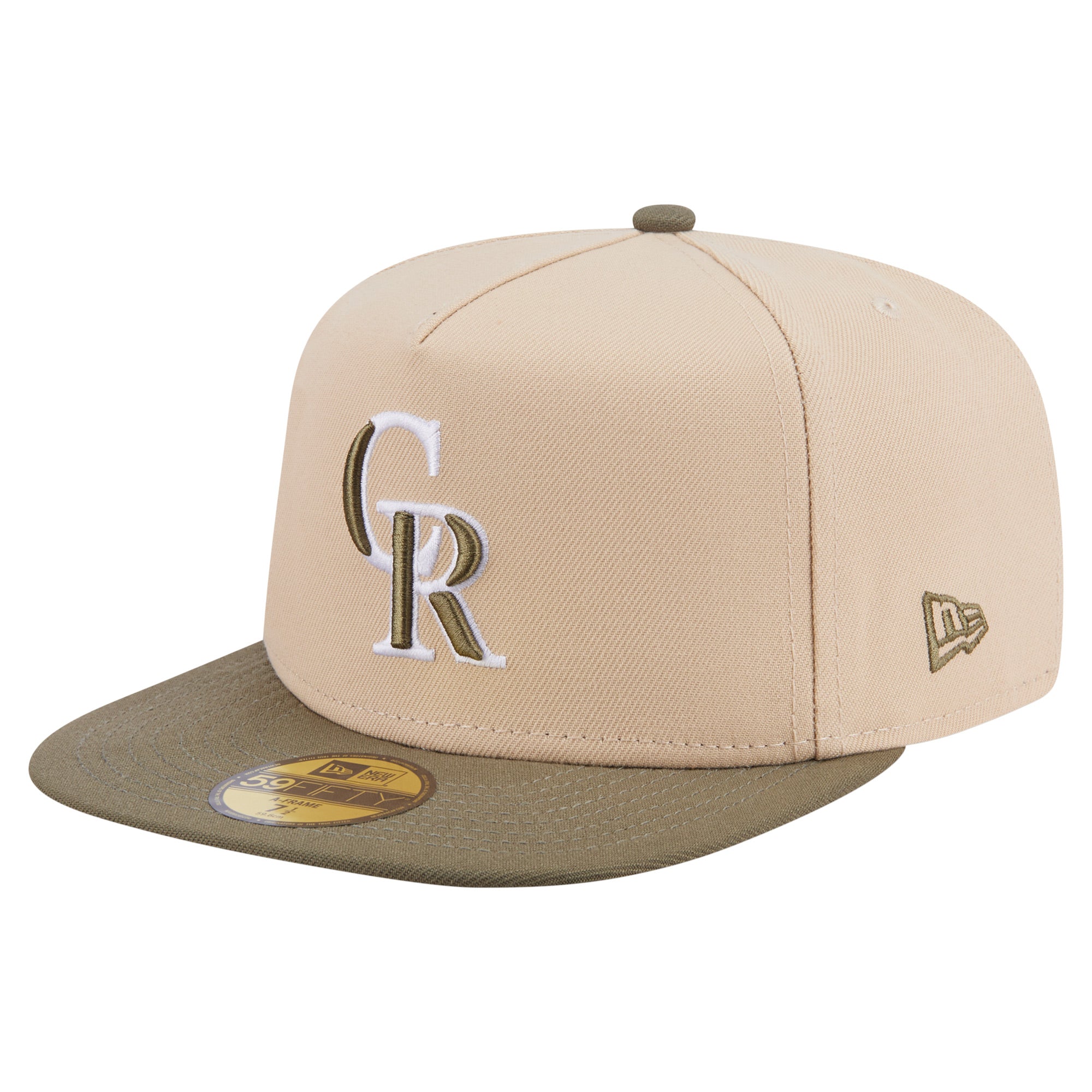 Men's New Era Light Beige/Olive Colorado Rockies Two-Tone Color Pack A-Frame 59FIFTY Fitted Hat