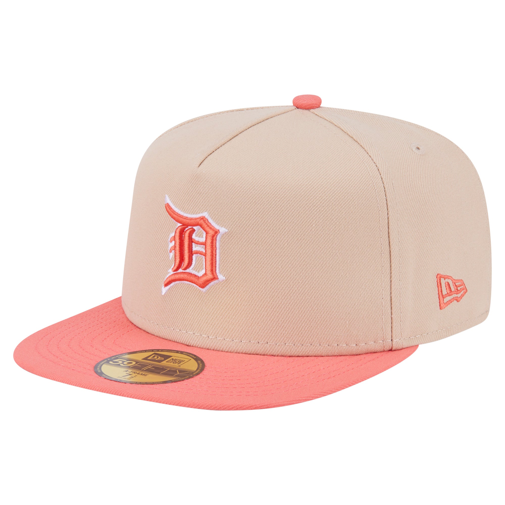 Men's New Era Light Beige/Coral Detroit Tigers Two-Tone Color Pack A-Frame 59FIFTY Fitted Hat