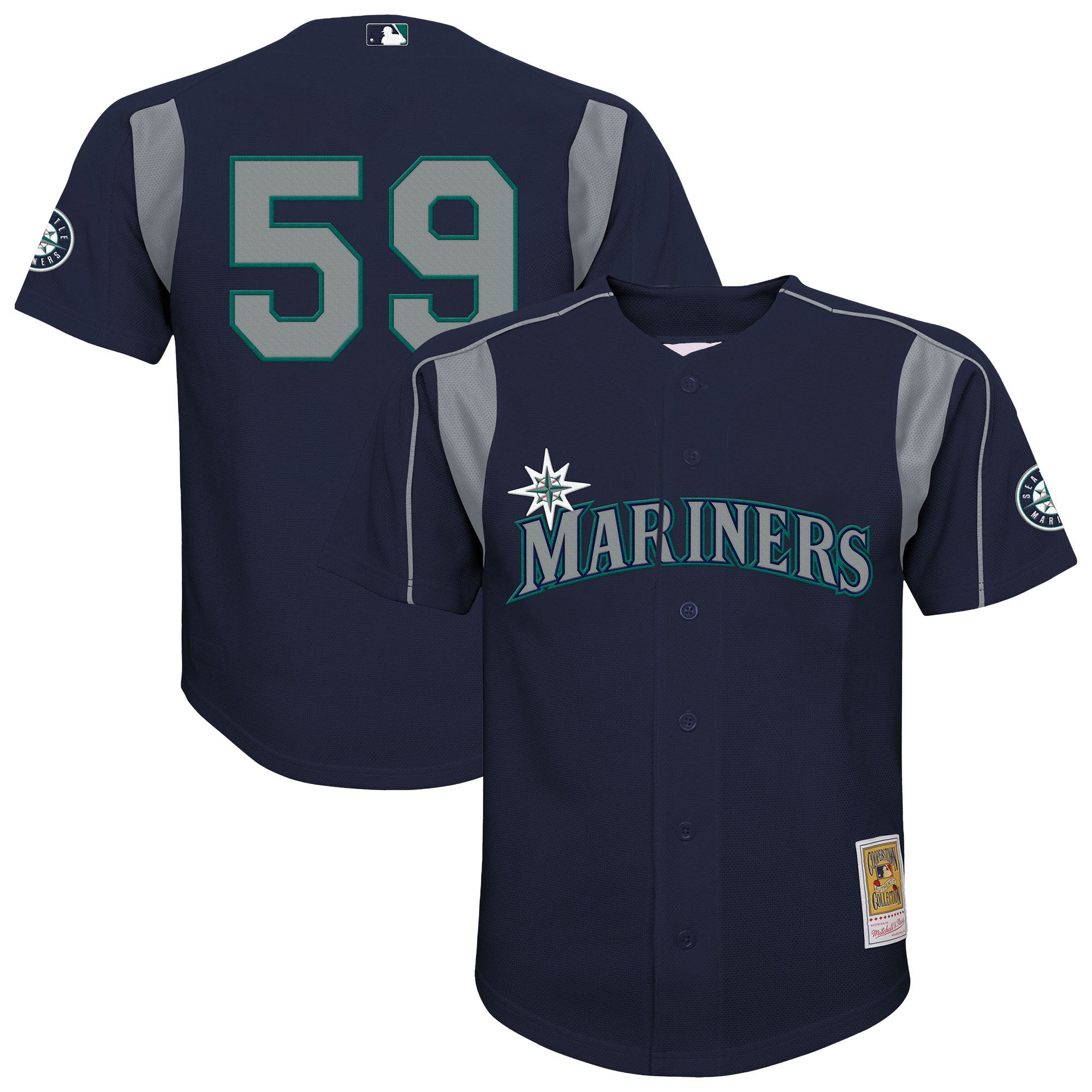 Toddler Mitchell & Ness Felix Hernandez Navy Seattle Mariners Throwback Mesh Batting Practice Jersey