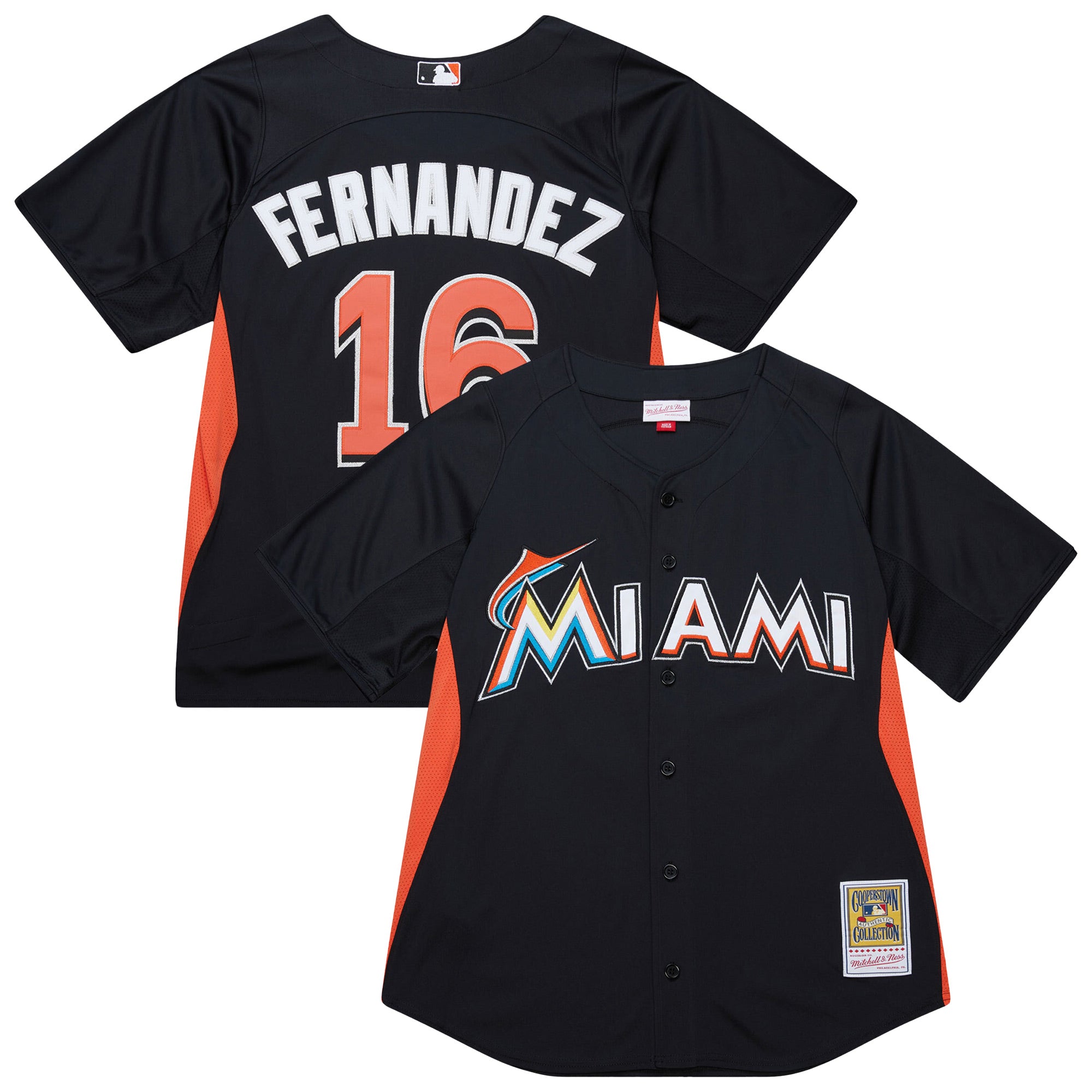 Men's Mitchell & Ness Jose Fernandez Black Miami Marlins Authentic Batting Practice Jersey
