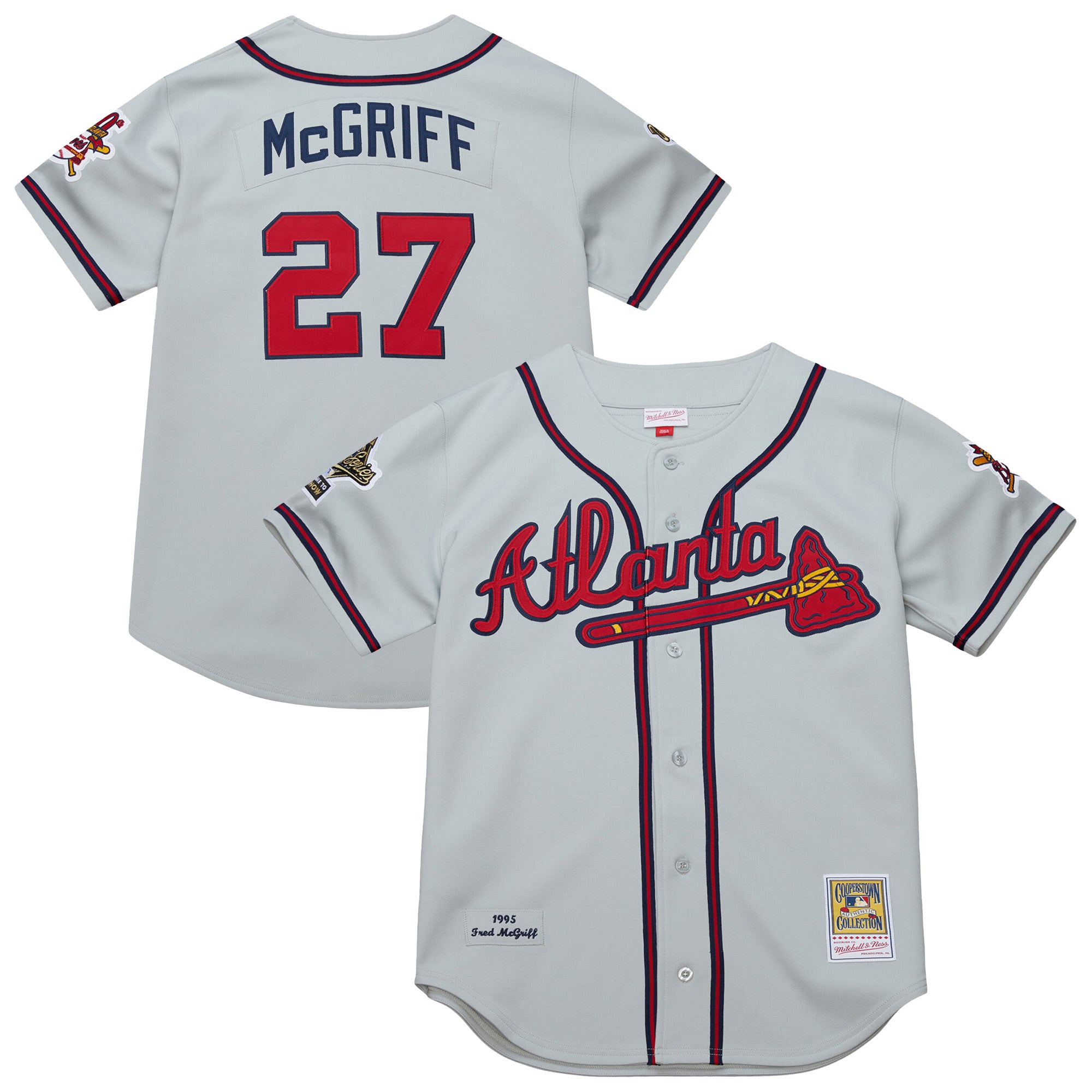 Men's Mitchell & Ness Fred McGriff Gray Atlanta Braves 1995 Throwback Authentic Jersey