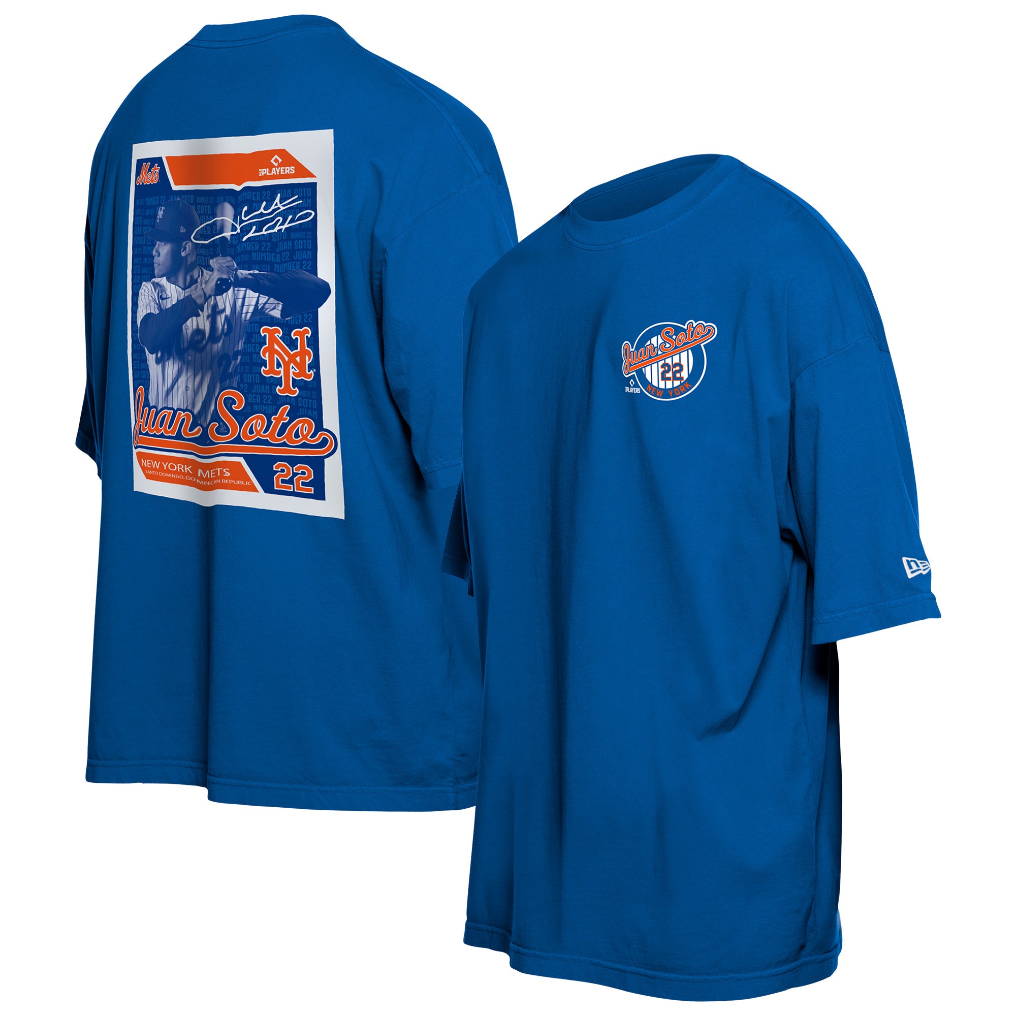 Men's New Era Juan Soto Blue New York Mets Card Player T-Shirt